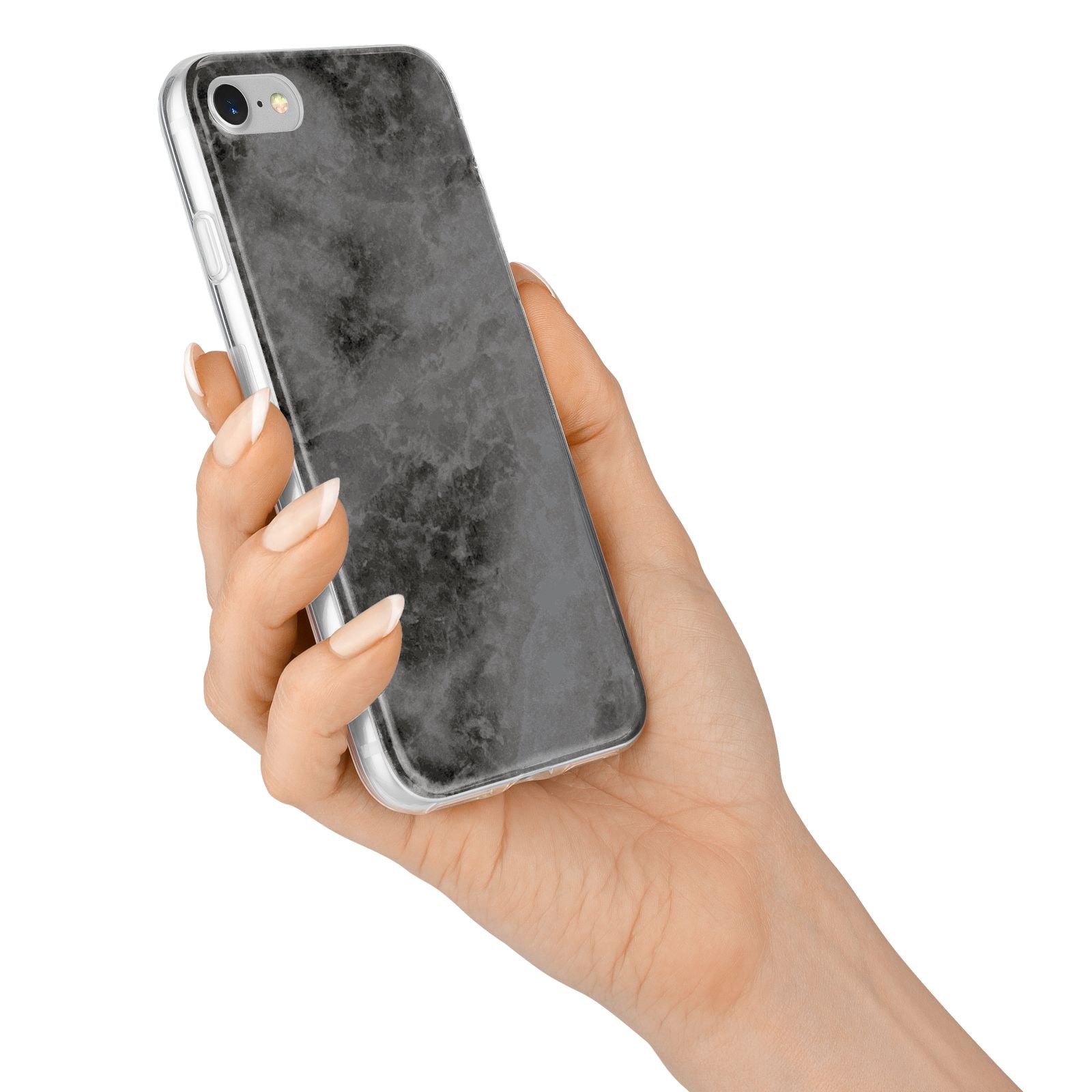 Faux Marble Grey Black iPhone 7 Bumper Case on Silver iPhone Alternative Image