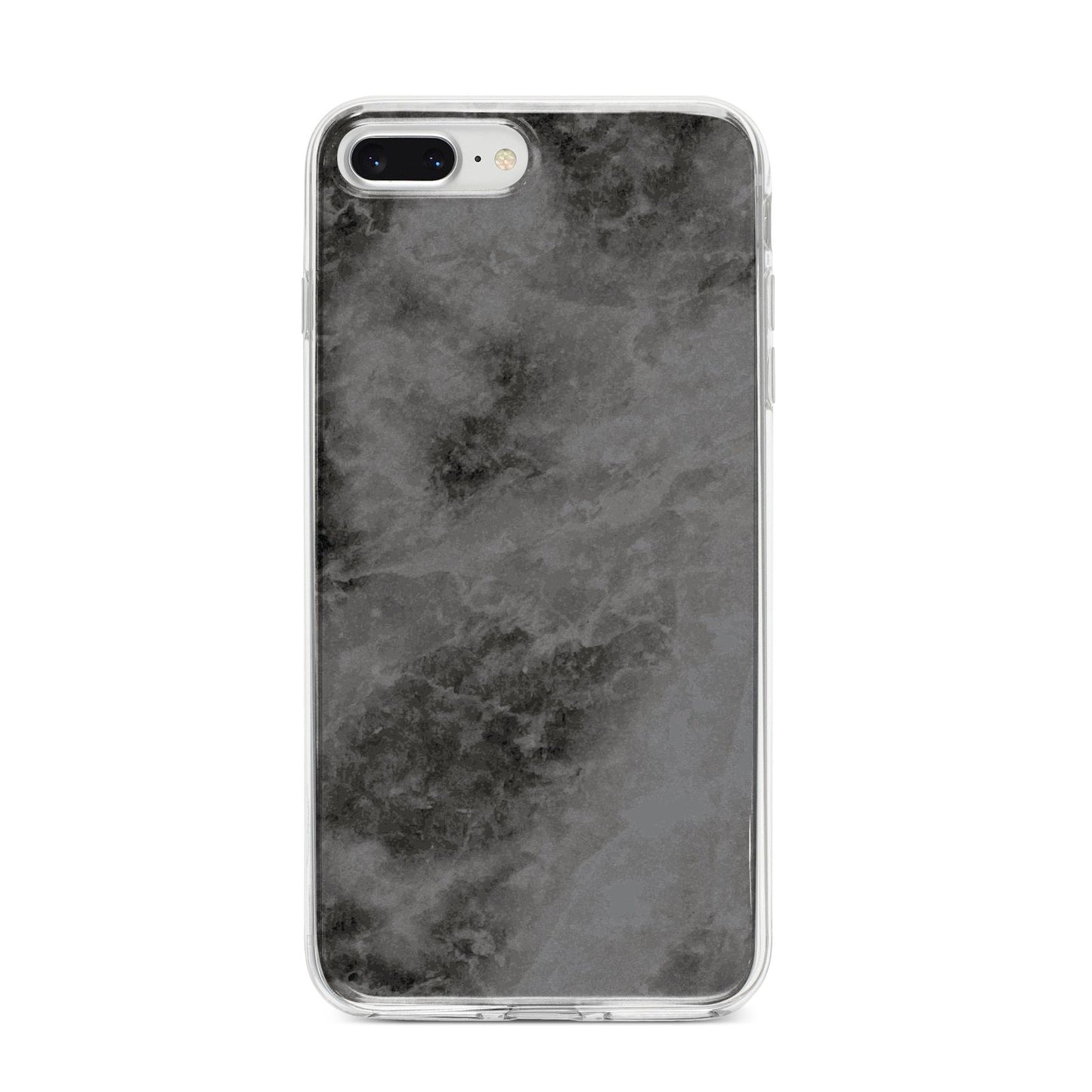 Faux Marble Grey Black iPhone 8 Plus Bumper Case on Silver iPhone