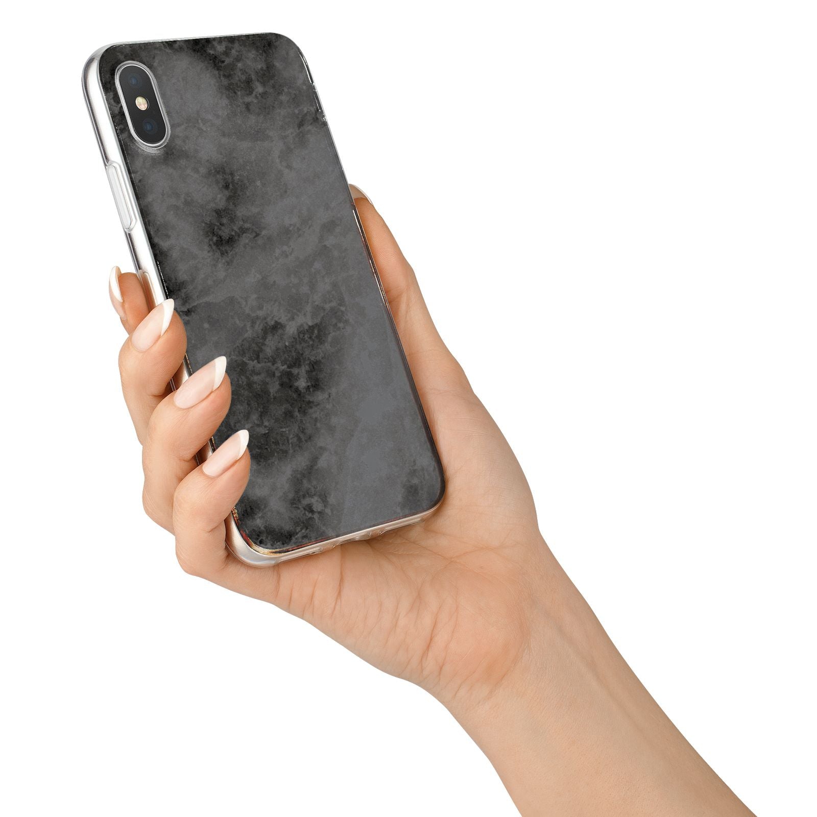 Faux Marble Grey Black iPhone X Bumper Case on Silver iPhone Alternative Image 2