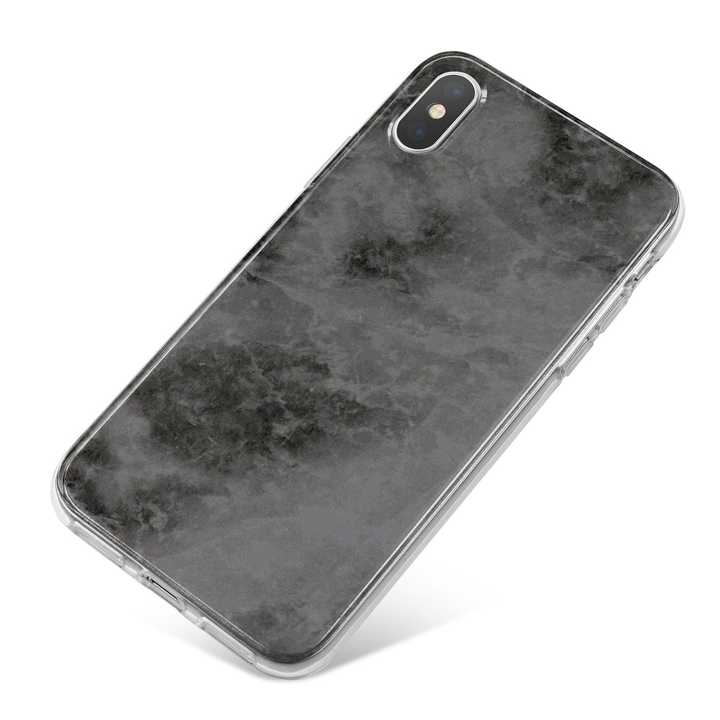 Faux Marble Grey Black iPhone X Bumper Case on Silver iPhone