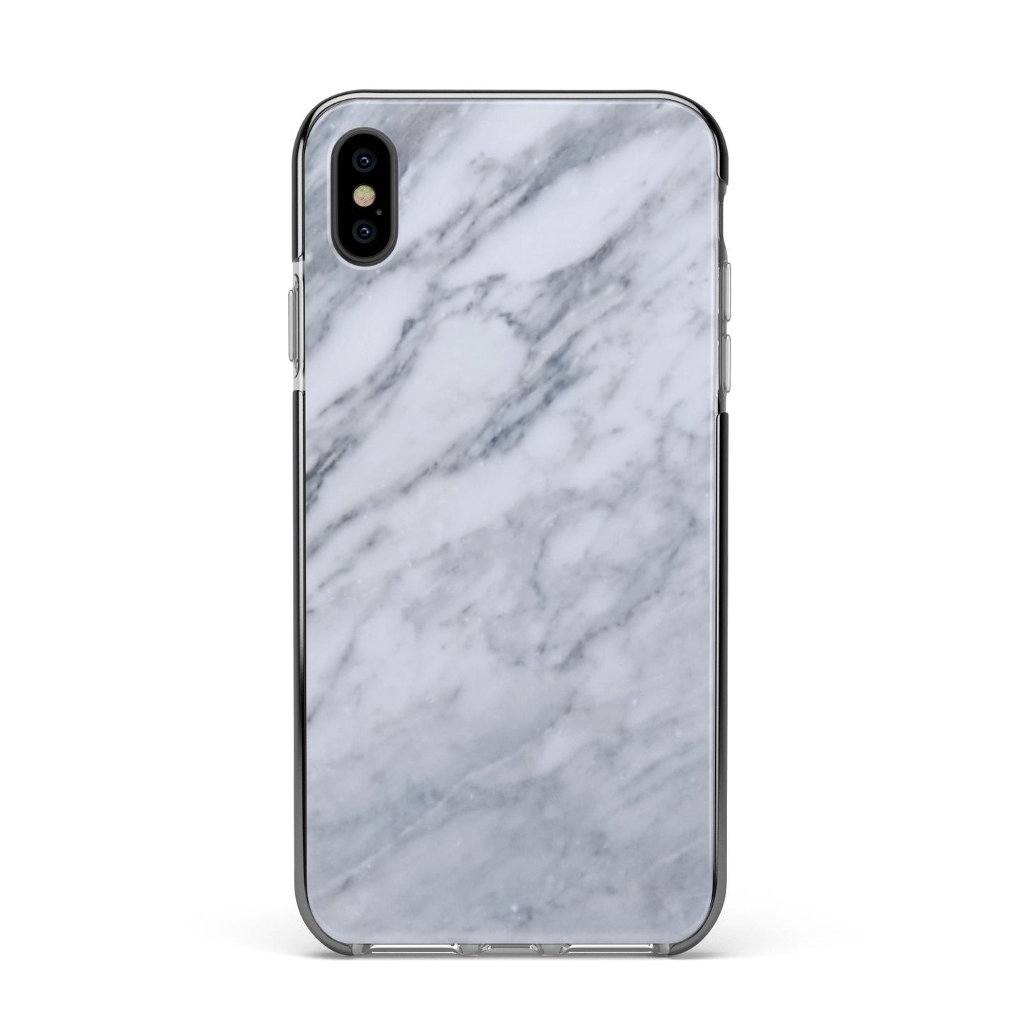 Faux Marble Italian Grey Apple iPhone Xs Max Impact Case Black Edge on Black Phone