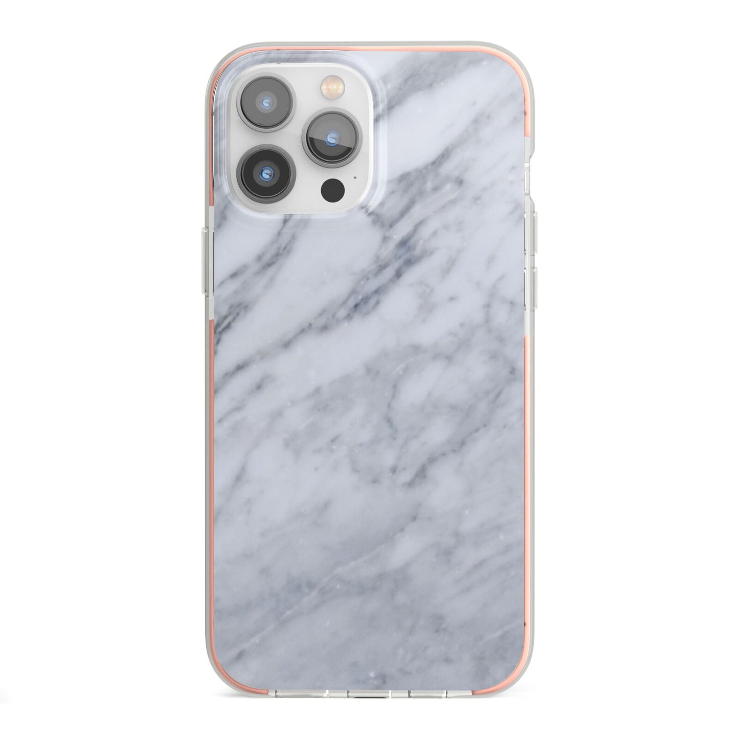 Faux Marble Italian Grey iPhone 13 Pro Max TPU Impact Case with Pink Edges