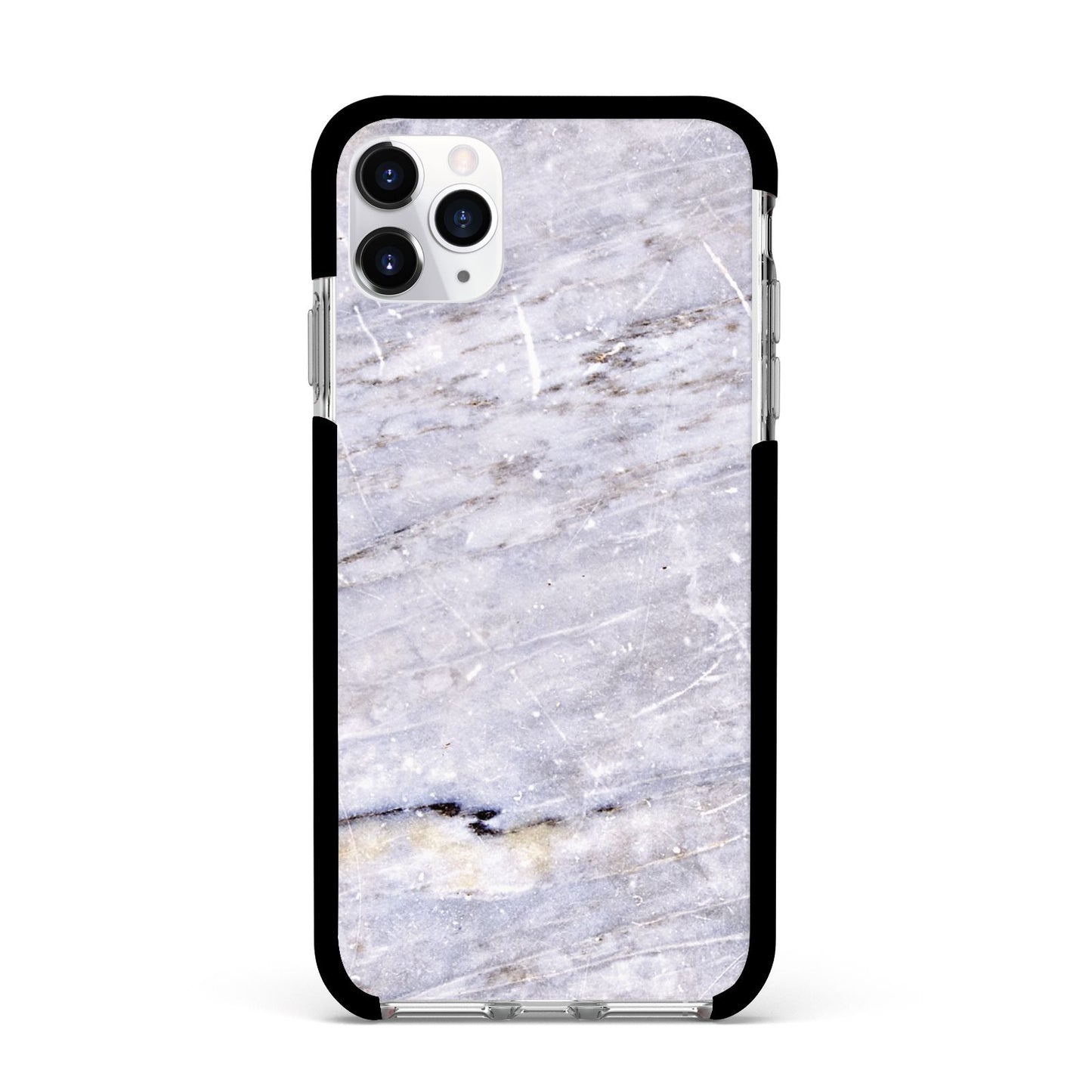 Faux Marble Mid Grey Apple iPhone 11 Pro Max in Silver with Black Impact Case