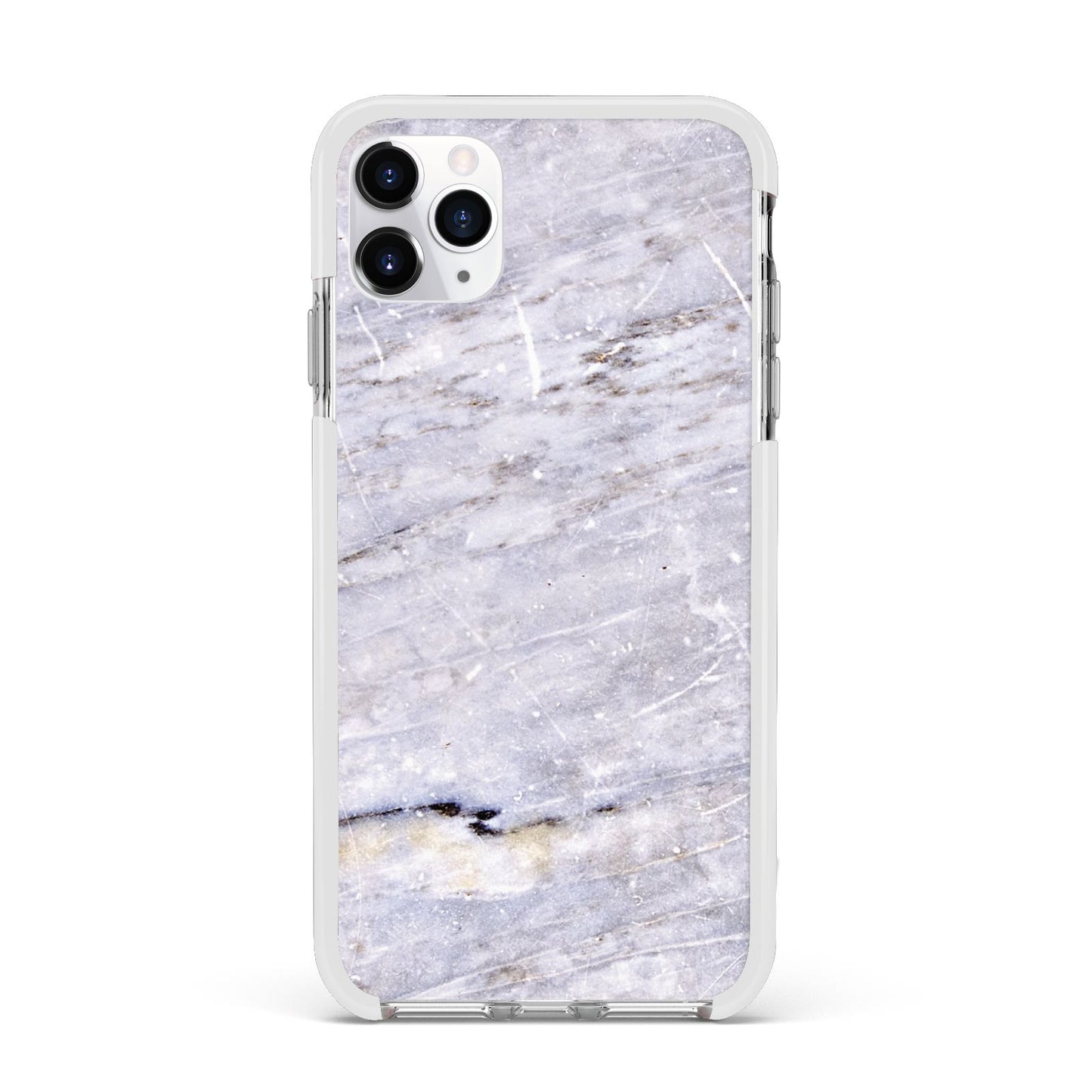 Faux Marble Mid Grey Apple iPhone 11 Pro Max in Silver with White Impact Case