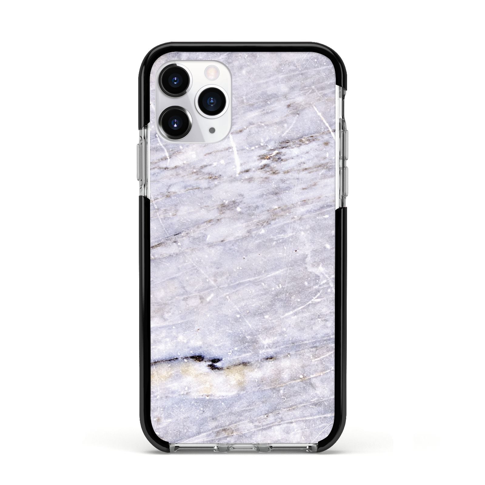 Faux Marble Mid Grey Apple iPhone 11 Pro in Silver with Black Impact Case