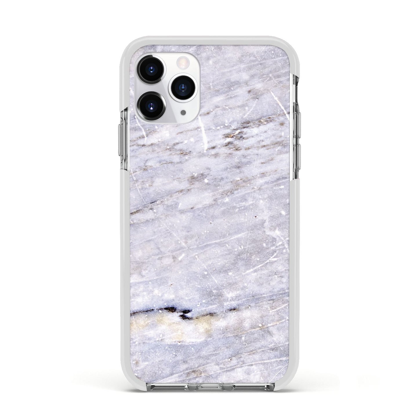 Faux Marble Mid Grey Apple iPhone 11 Pro in Silver with White Impact Case