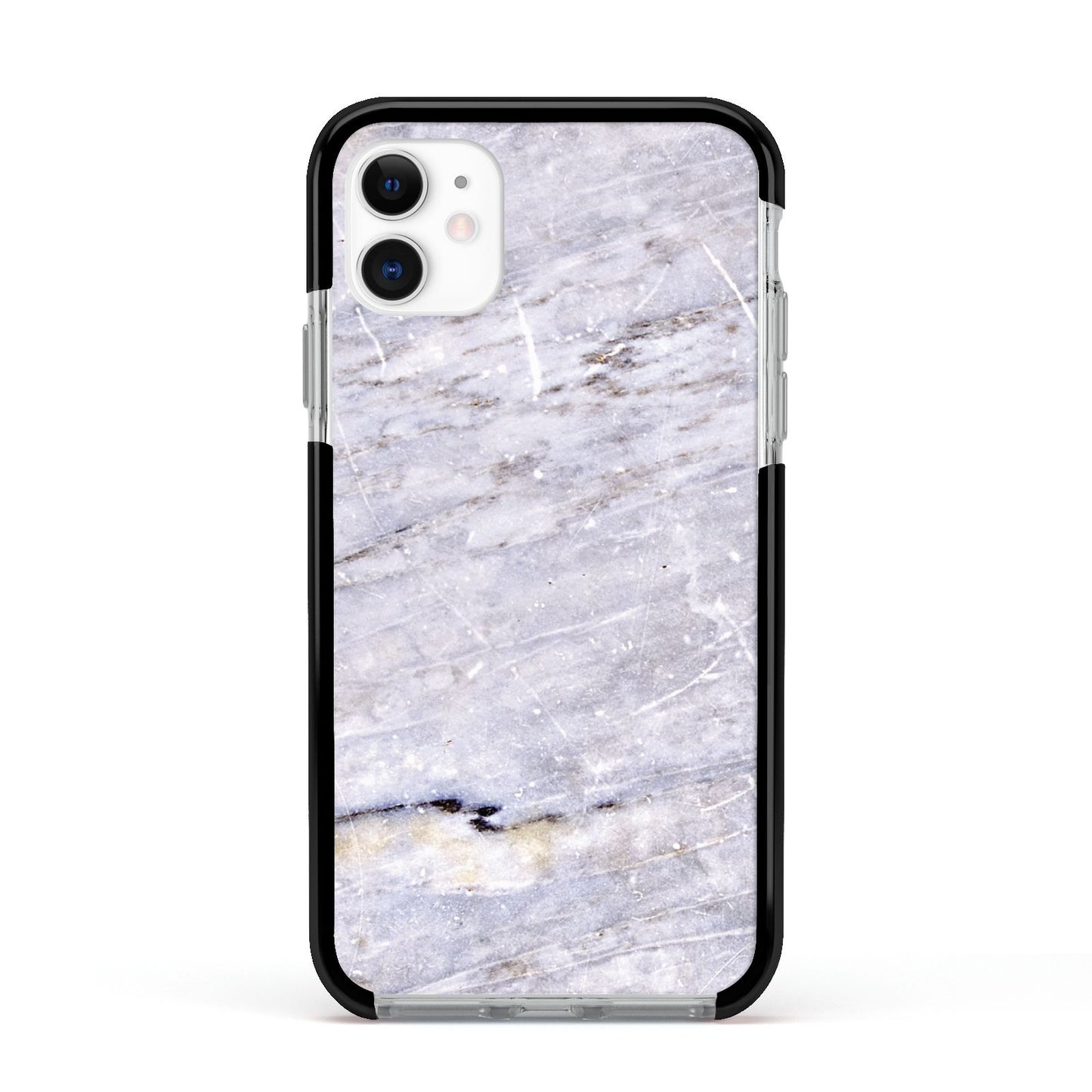 Faux Marble Mid Grey Apple iPhone 11 in White with Black Impact Case