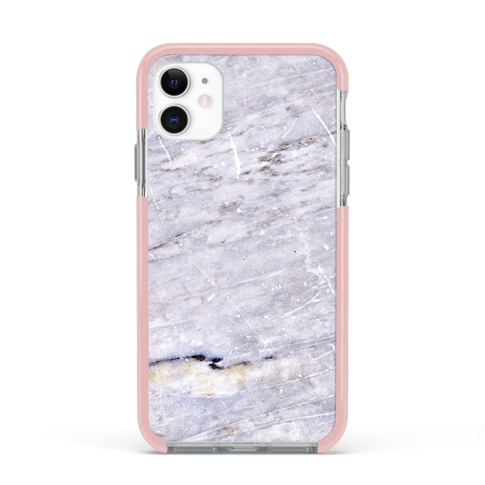 Faux Marble Mid Grey Apple iPhone 11 in White with Pink Impact Case