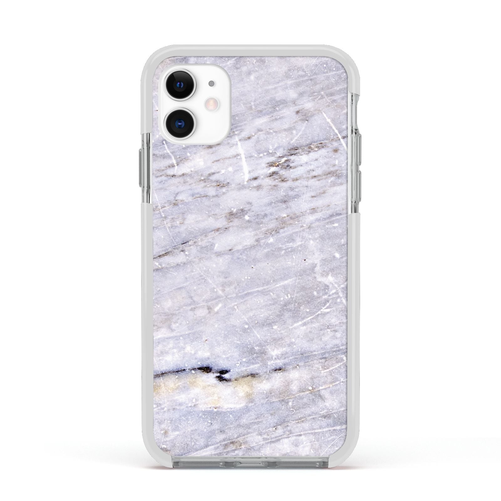 Faux Marble Mid Grey Apple iPhone 11 in White with White Impact Case