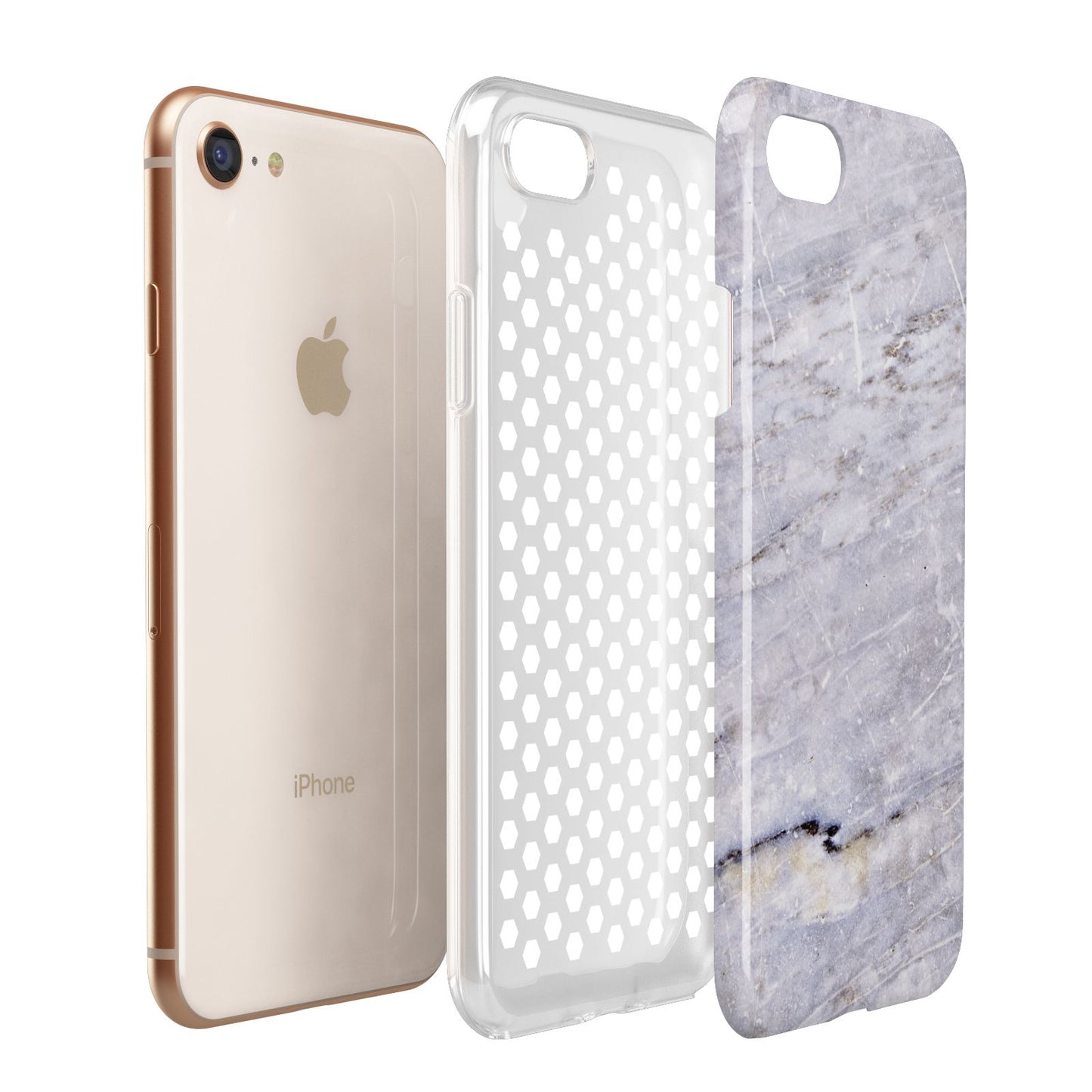 Faux Marble Mid Grey Apple iPhone 7 8 3D Tough Case Expanded View