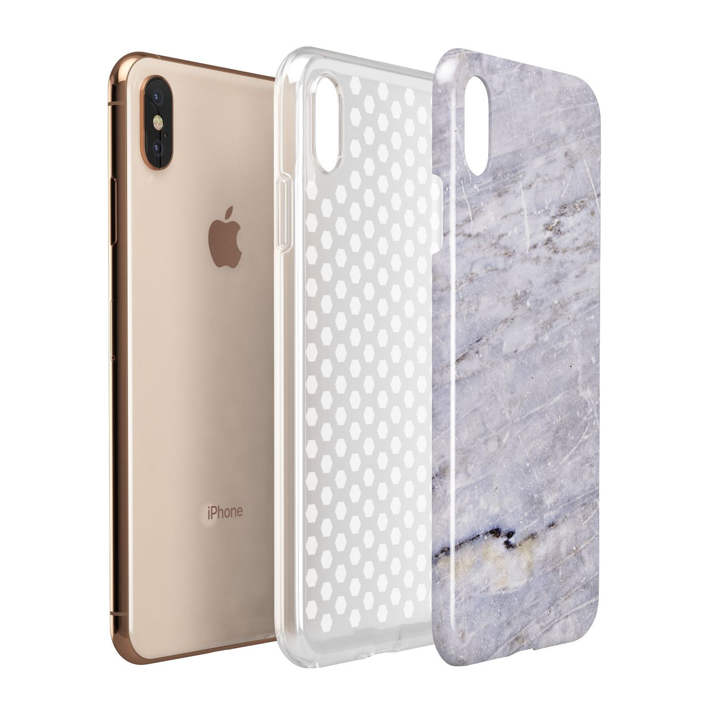 Faux Marble Mid Grey Apple iPhone Xs Max 3D Tough Case Expanded View