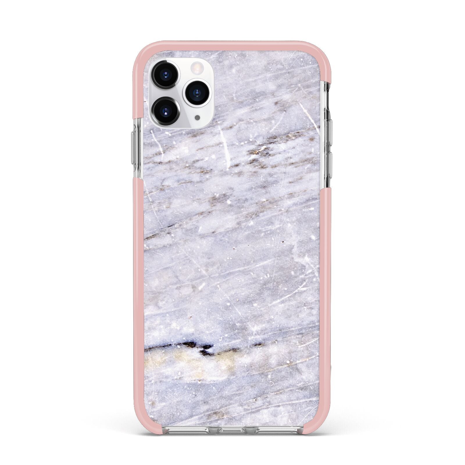 Faux Marble Mid Grey iPhone 11 Pro Max Impact Pink Edge Case