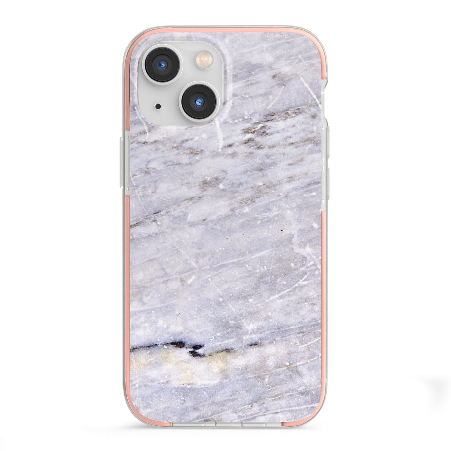 Faux Marble Mid Grey iPhone 13 Mini TPU Impact Case with Pink Edges