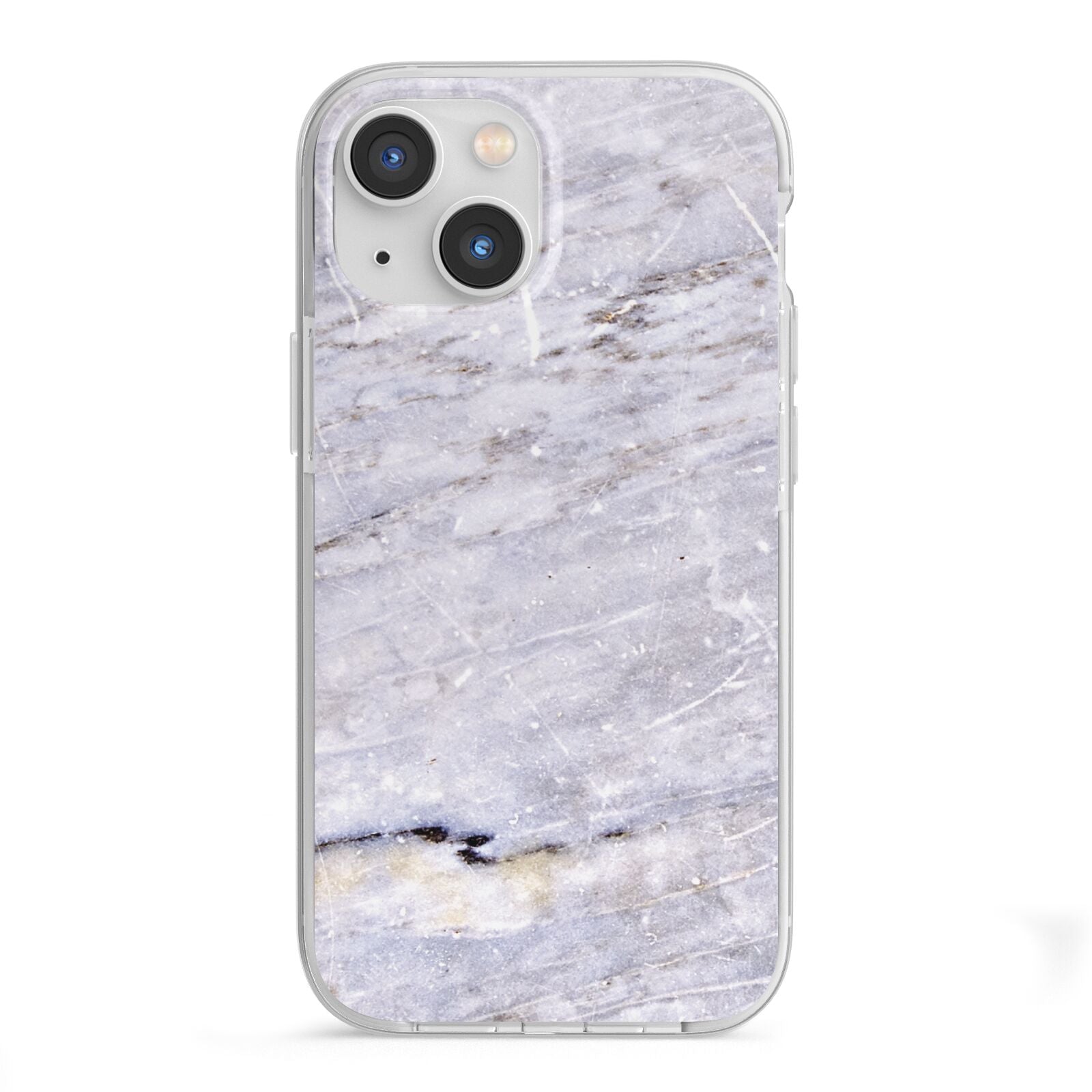 Faux Marble Mid Grey iPhone 13 Mini TPU Impact Case with White Edges