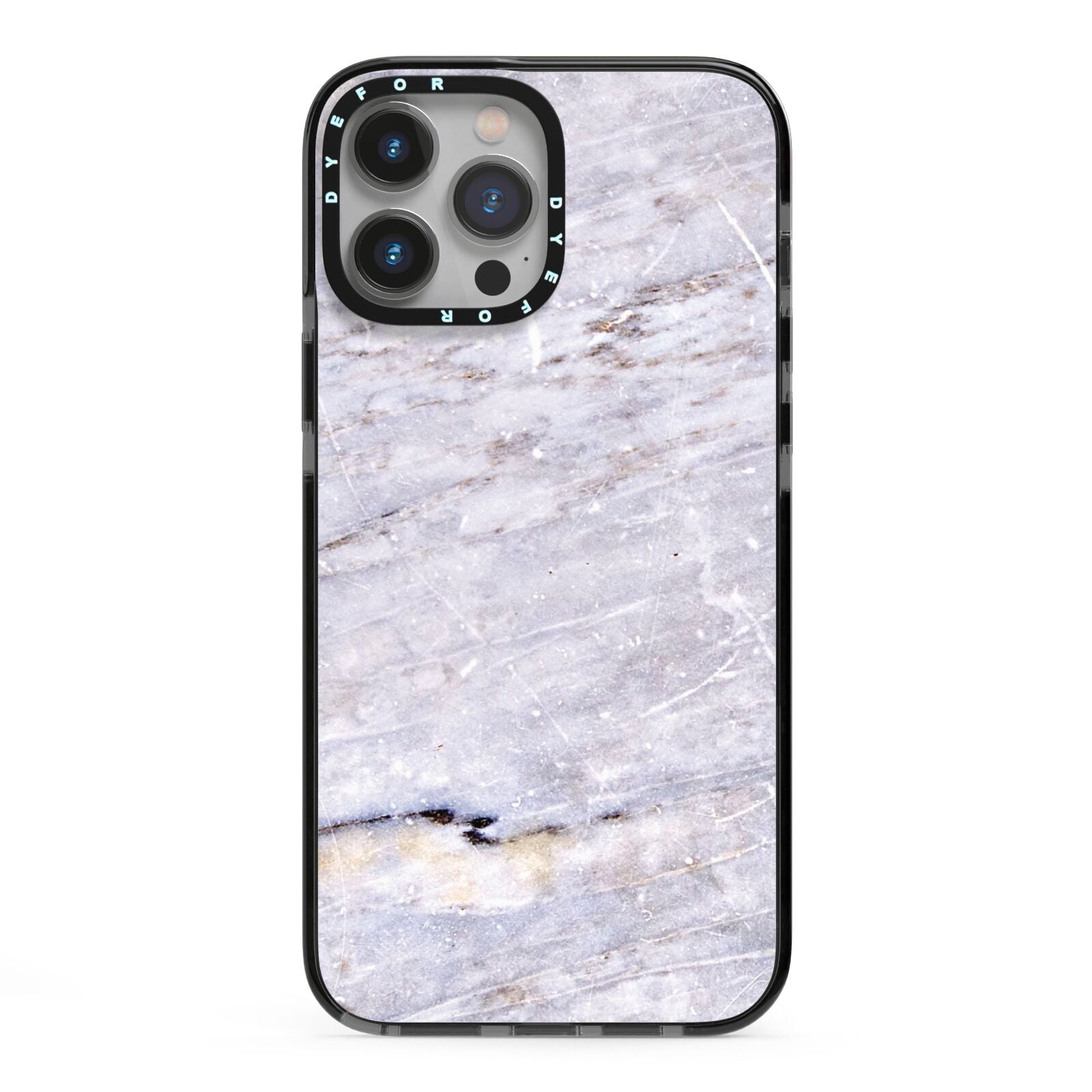 Faux Marble Mid Grey iPhone 13 Pro Max Black Impact Case on Silver phone