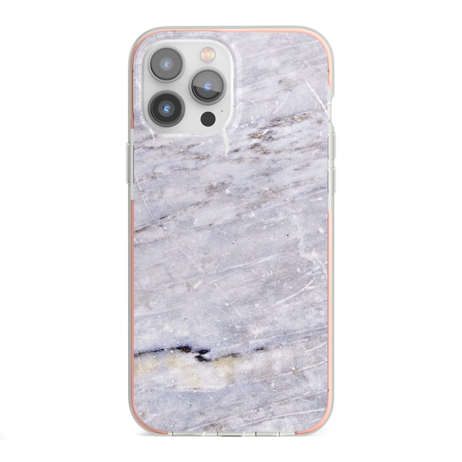 Faux Marble Mid Grey iPhone 13 Pro Max TPU Impact Case with Pink Edges