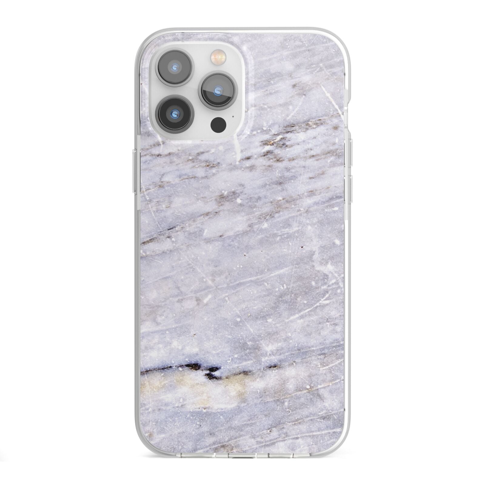 Faux Marble Mid Grey iPhone 13 Pro Max TPU Impact Case with White Edges