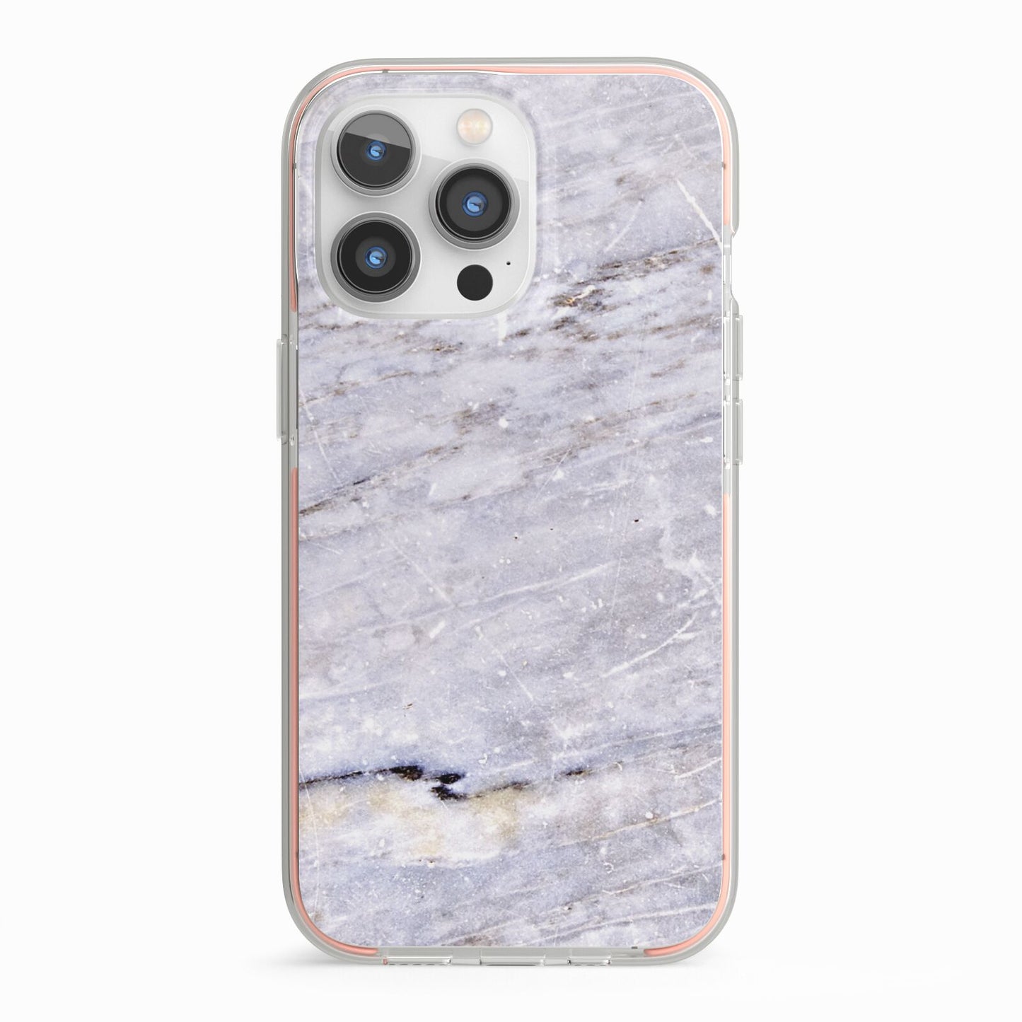 Faux Marble Mid Grey iPhone 13 Pro TPU Impact Case with Pink Edges