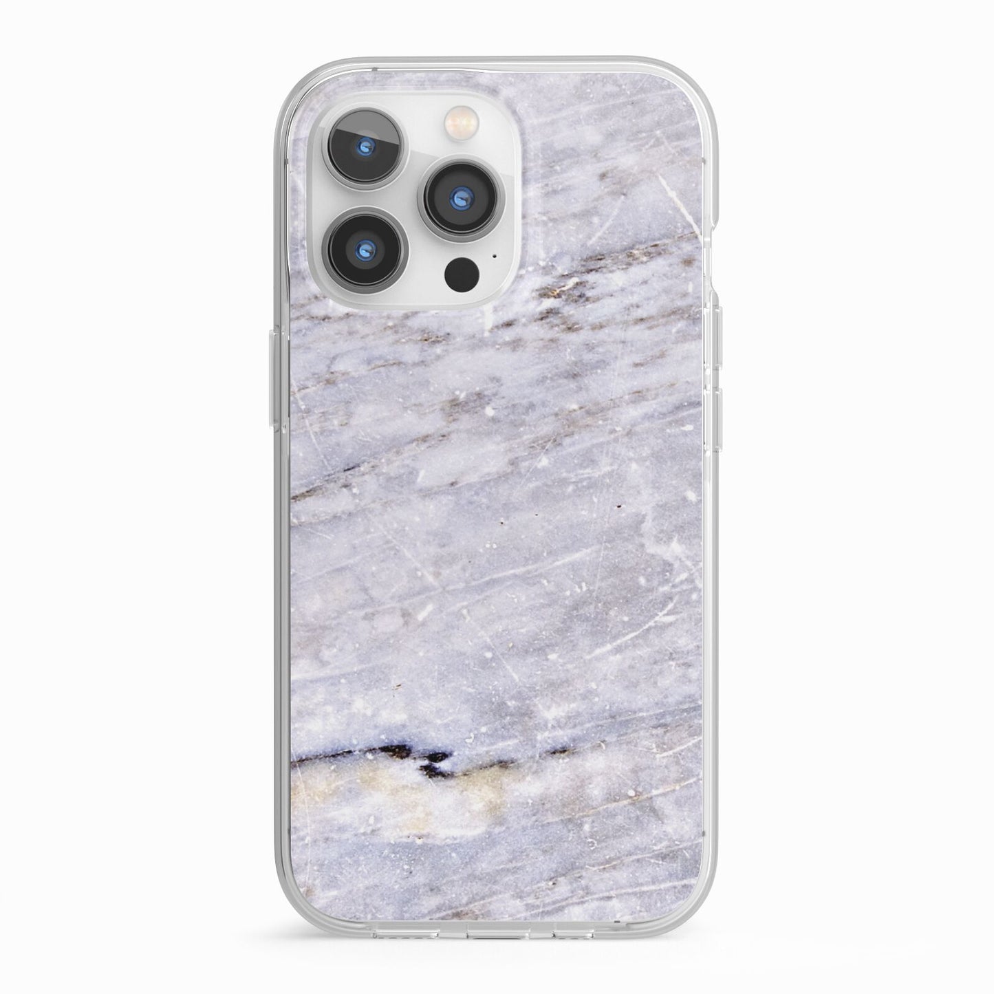 Faux Marble Mid Grey iPhone 13 Pro TPU Impact Case with White Edges