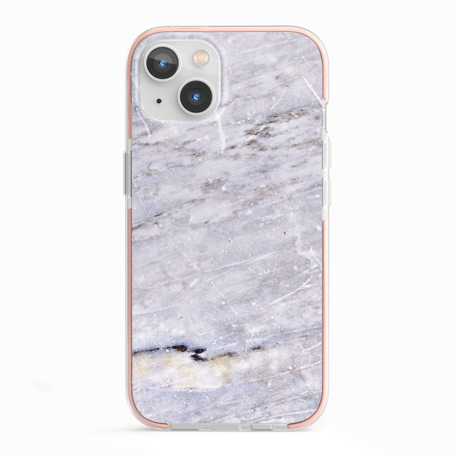 Faux Marble Mid Grey iPhone 13 TPU Impact Case with Pink Edges