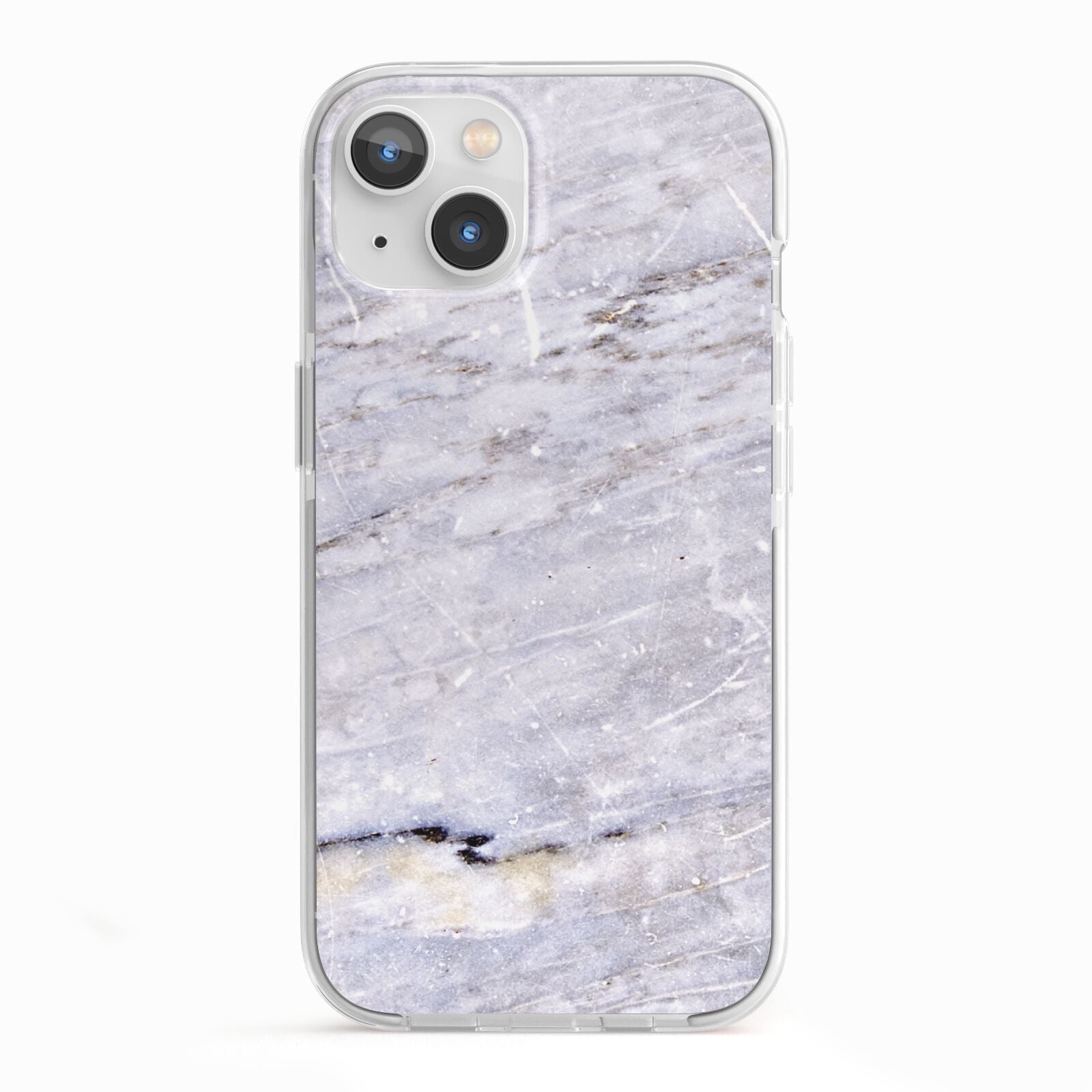 Faux Marble Mid Grey iPhone 13 TPU Impact Case with White Edges