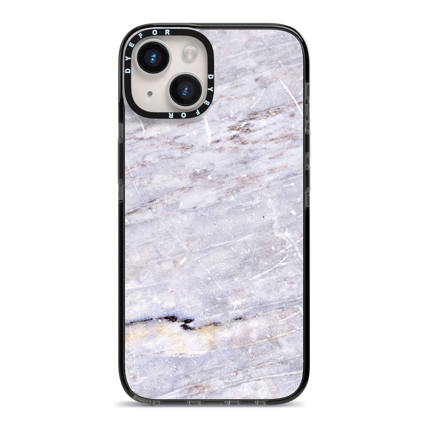 Faux Marble Mid Grey iPhone 14 Black Impact Case on Silver phone