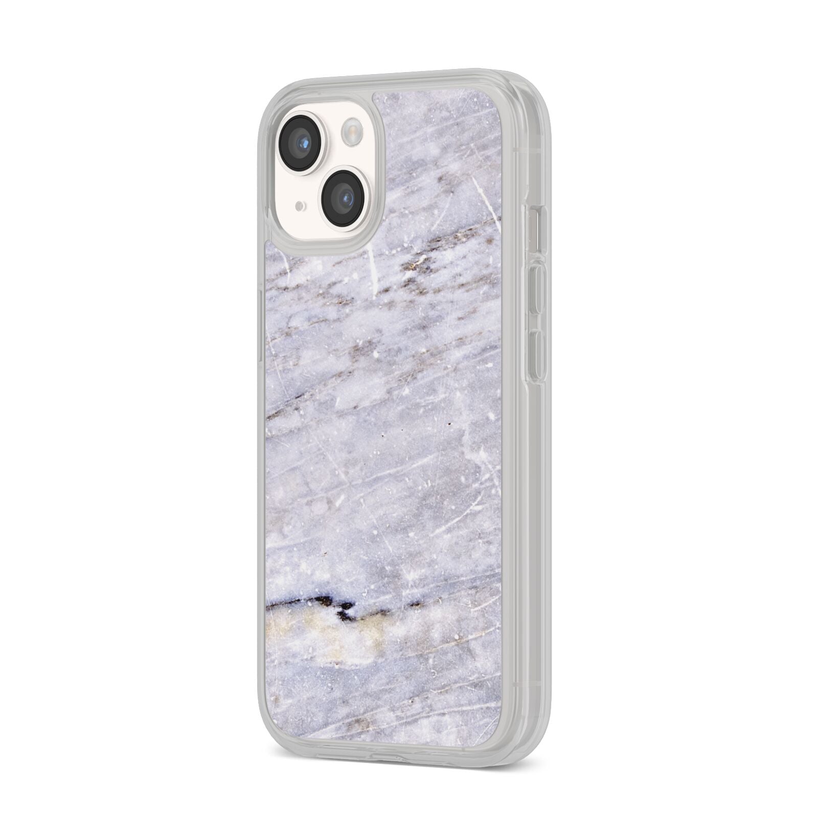 Faux Marble Mid Grey iPhone 14 Clear Tough Case Starlight Angled Image