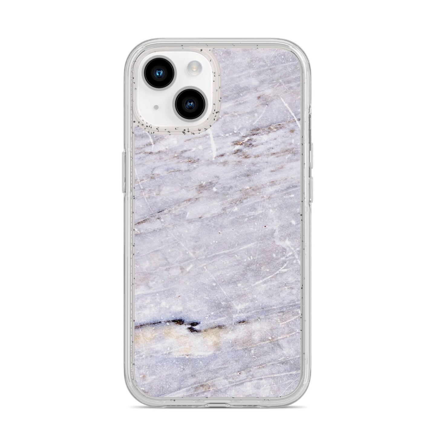 Faux Marble Mid Grey iPhone 14 Glitter Tough Case Starlight