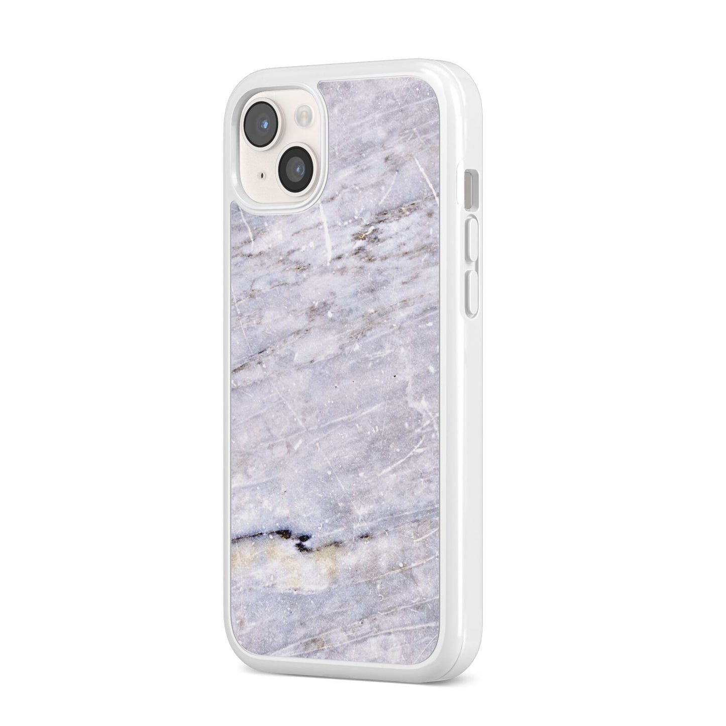 Faux Marble Mid Grey iPhone 14 Plus Clear Tough Case Starlight Angled Image