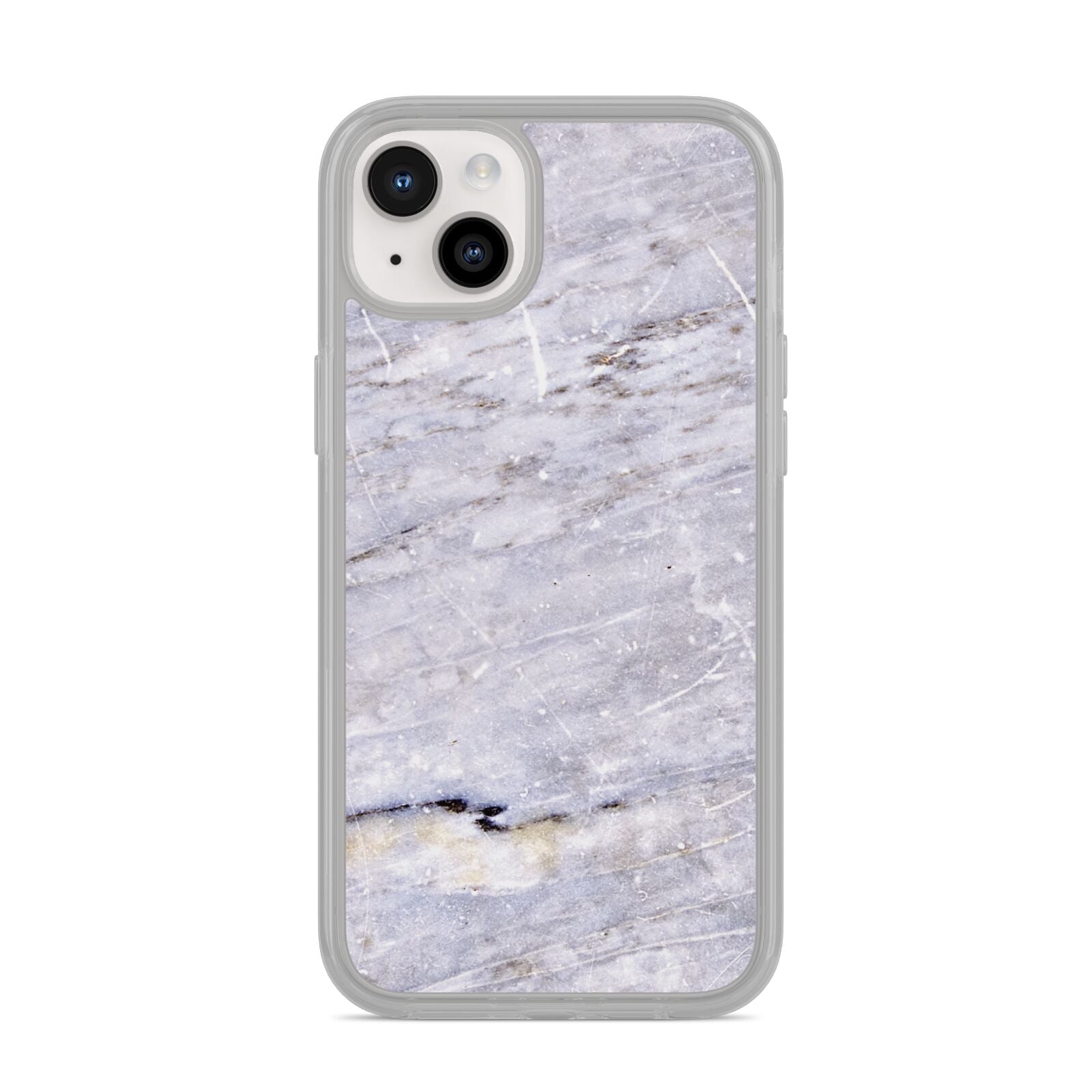 Faux Marble Mid Grey iPhone 14 Plus Clear Tough Case Starlight