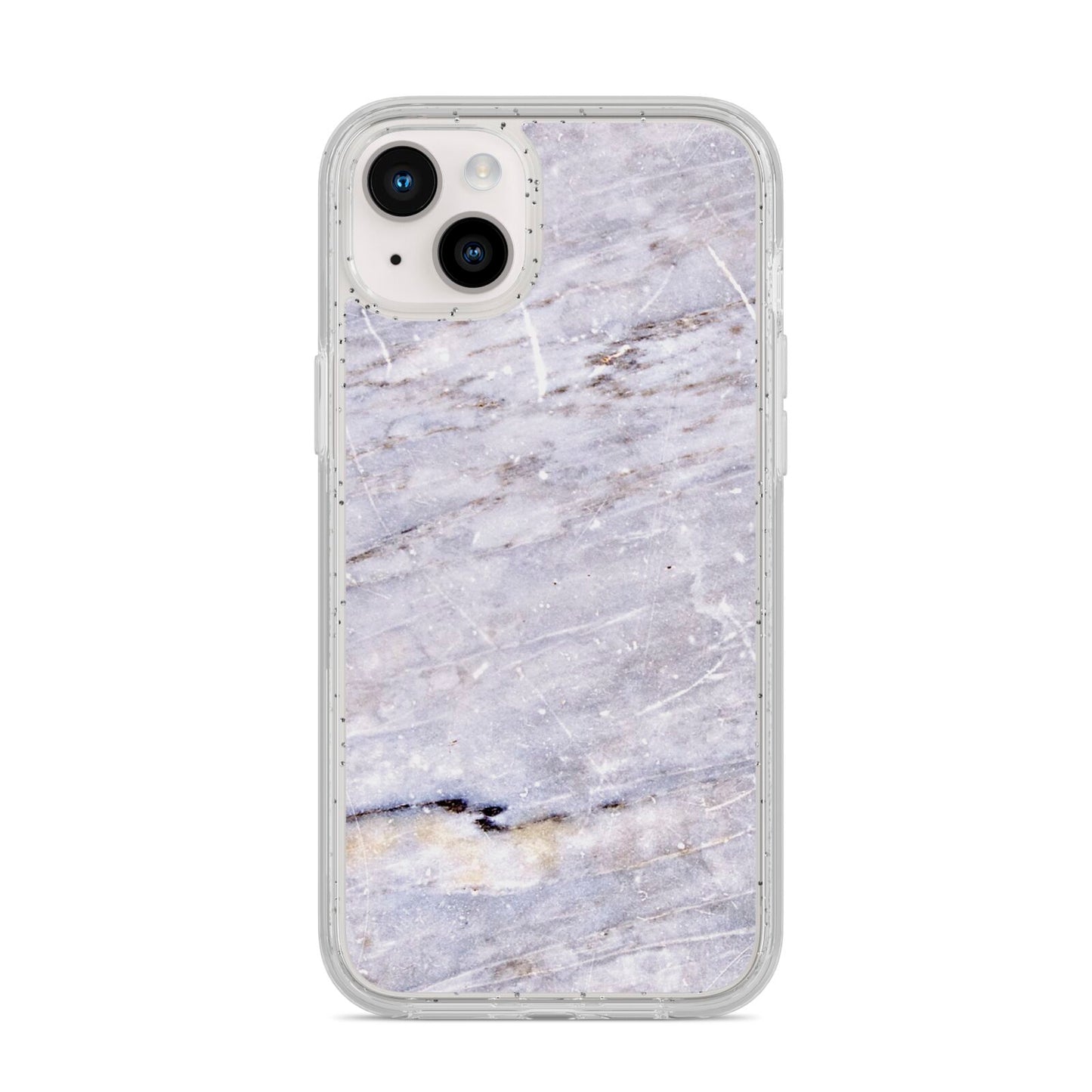 Faux Marble Mid Grey iPhone 14 Plus Glitter Tough Case Starlight