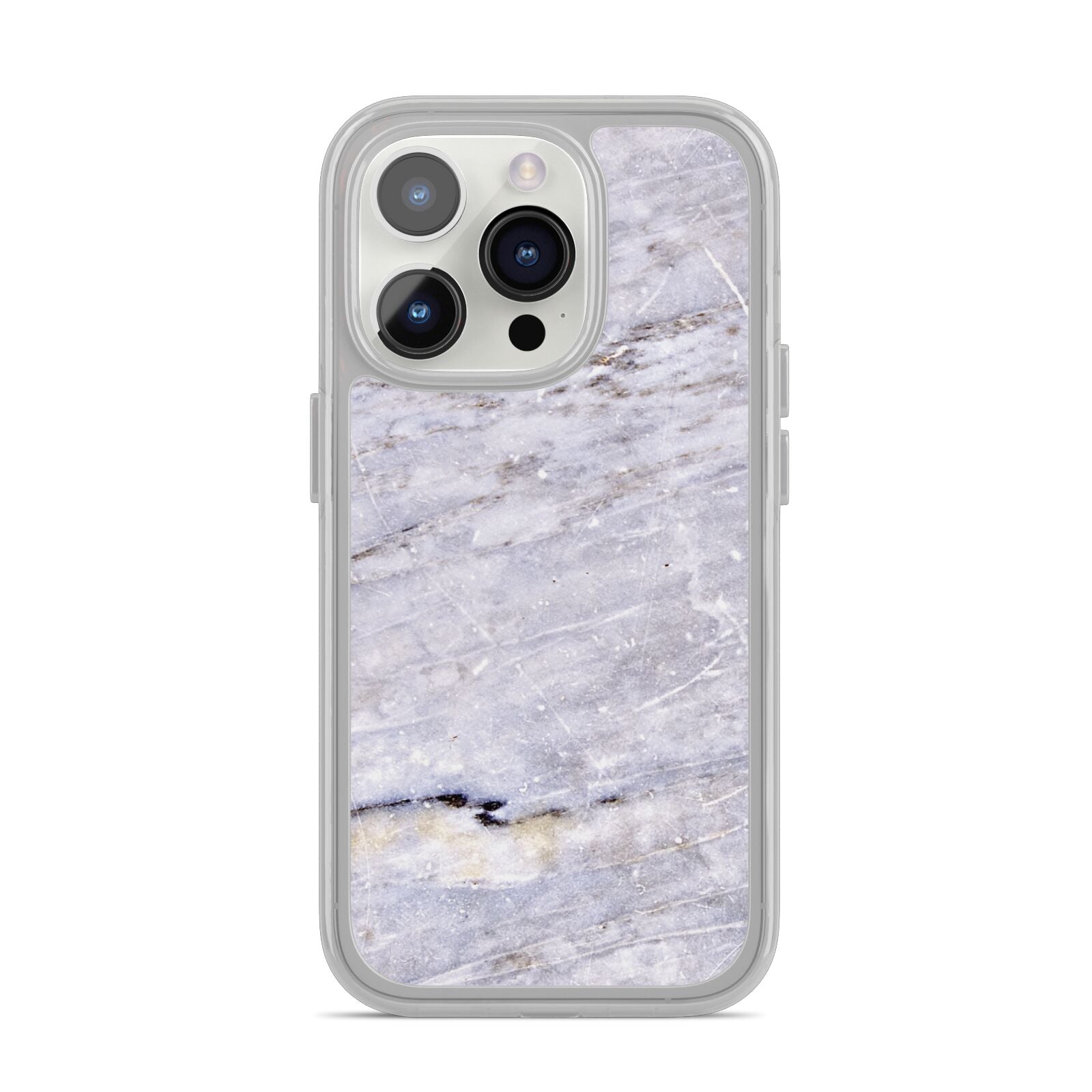 Faux Marble Mid Grey iPhone 14 Pro Clear Tough Case Silver