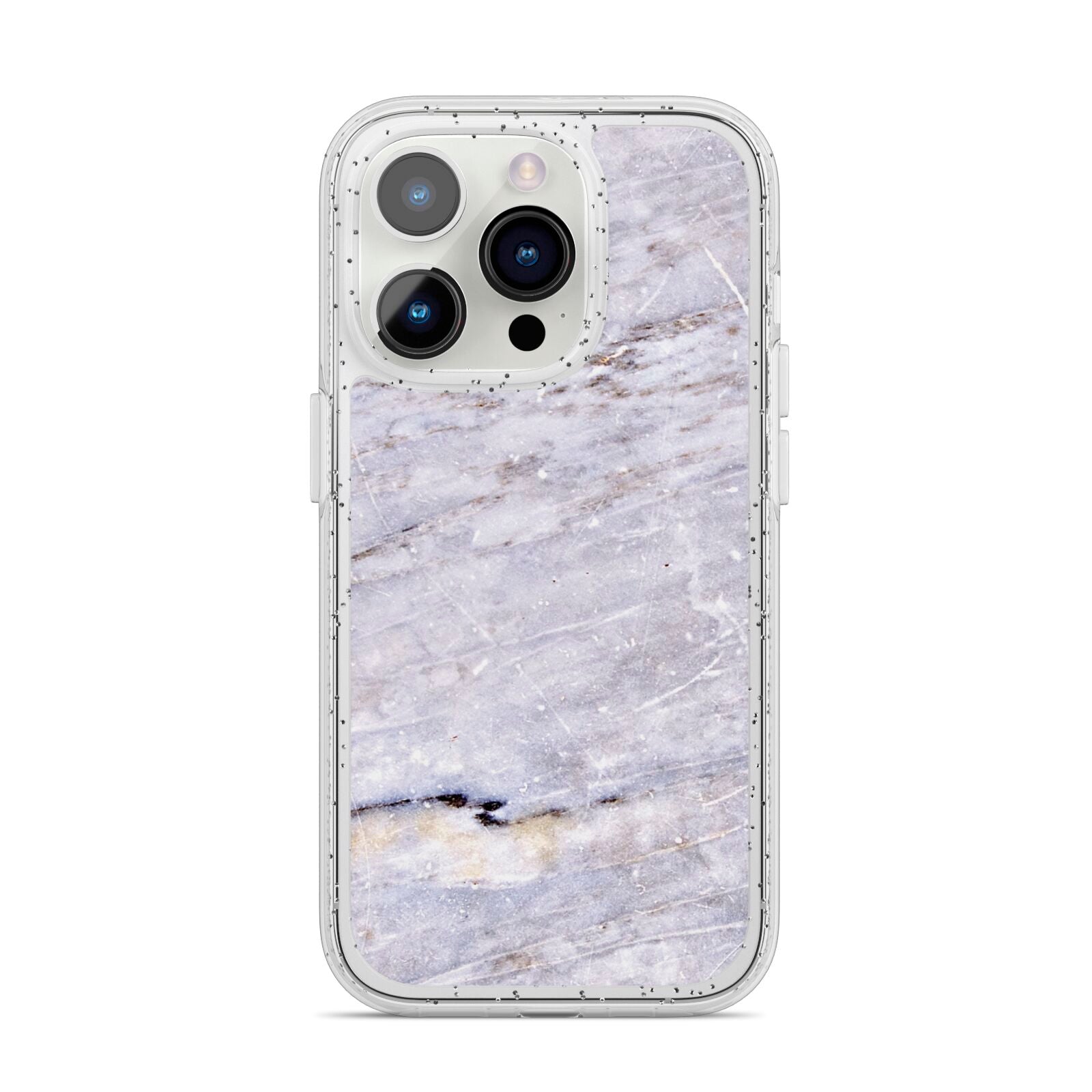 Faux Marble Mid Grey iPhone 14 Pro Glitter Tough Case Silver