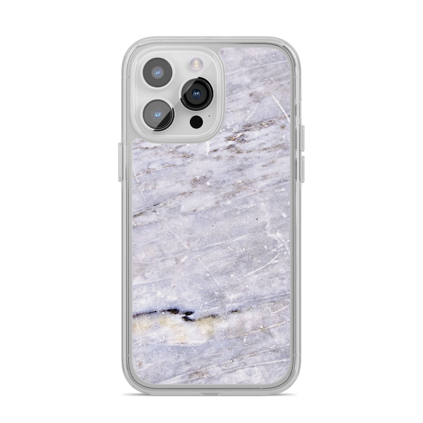 Faux Marble Mid Grey iPhone 14 Pro Max Clear Tough Case Silver