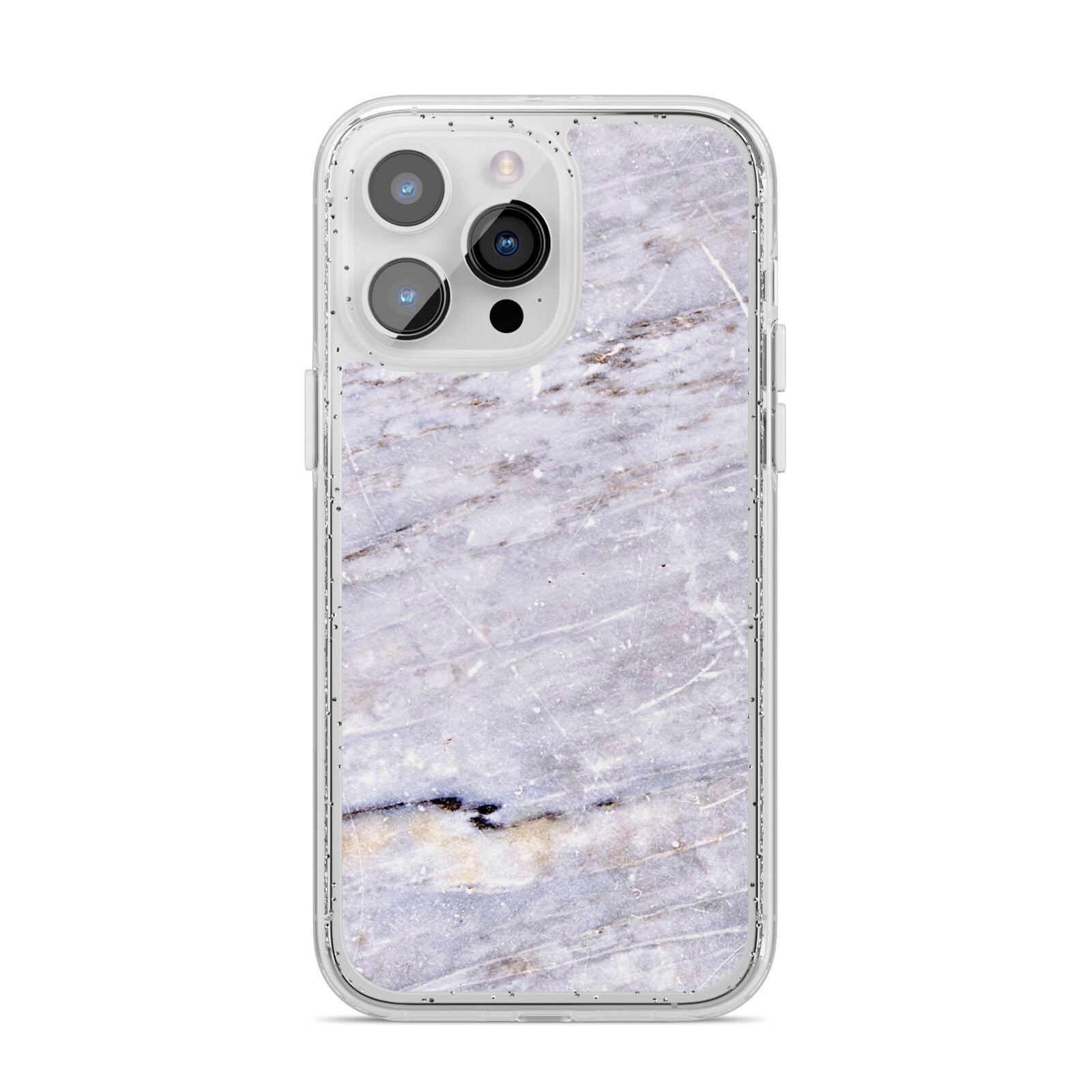 Faux Marble Mid Grey iPhone 14 Pro Max Glitter Tough Case Silver