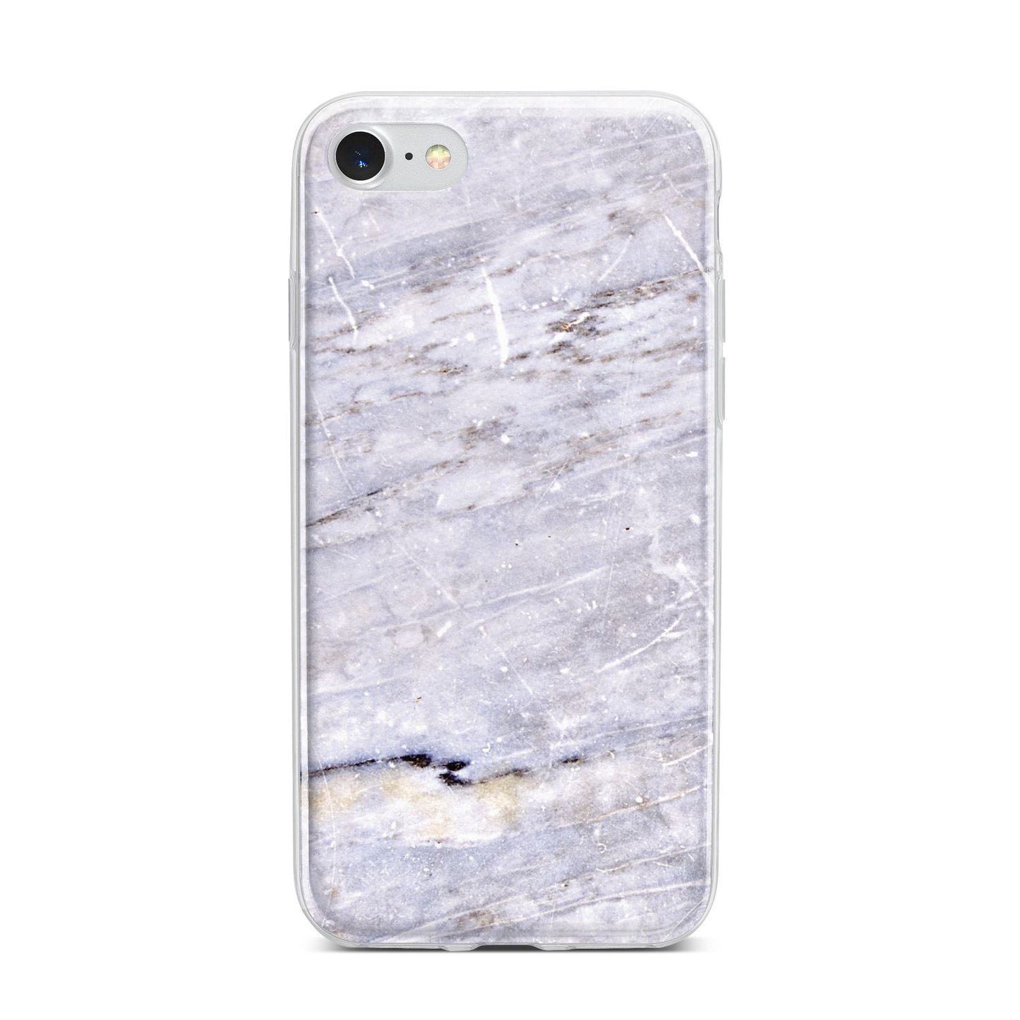 Faux Marble Mid Grey iPhone 7 Bumper Case on Silver iPhone