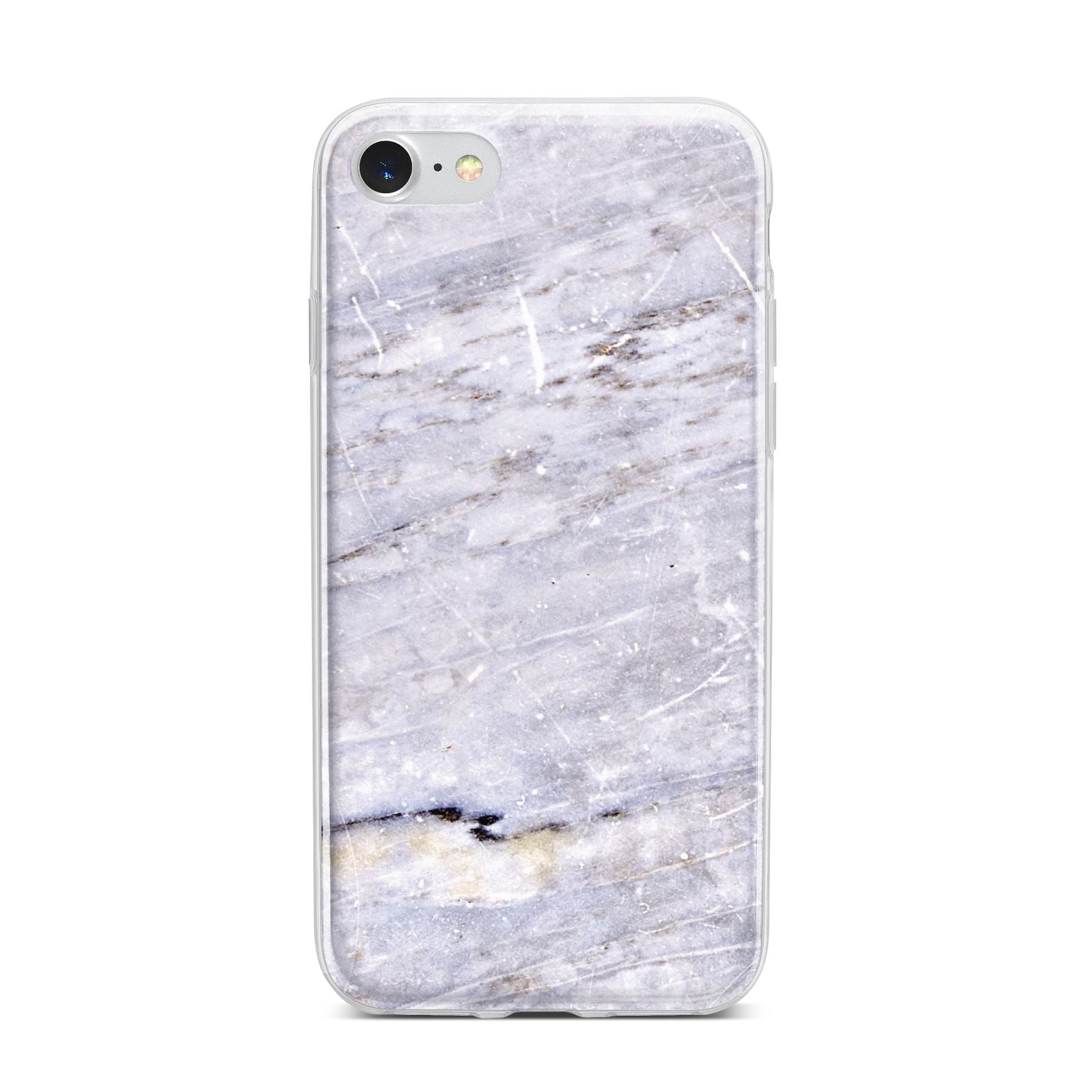 Faux Marble Mid Grey iPhone 7 Bumper Case on Silver iPhone