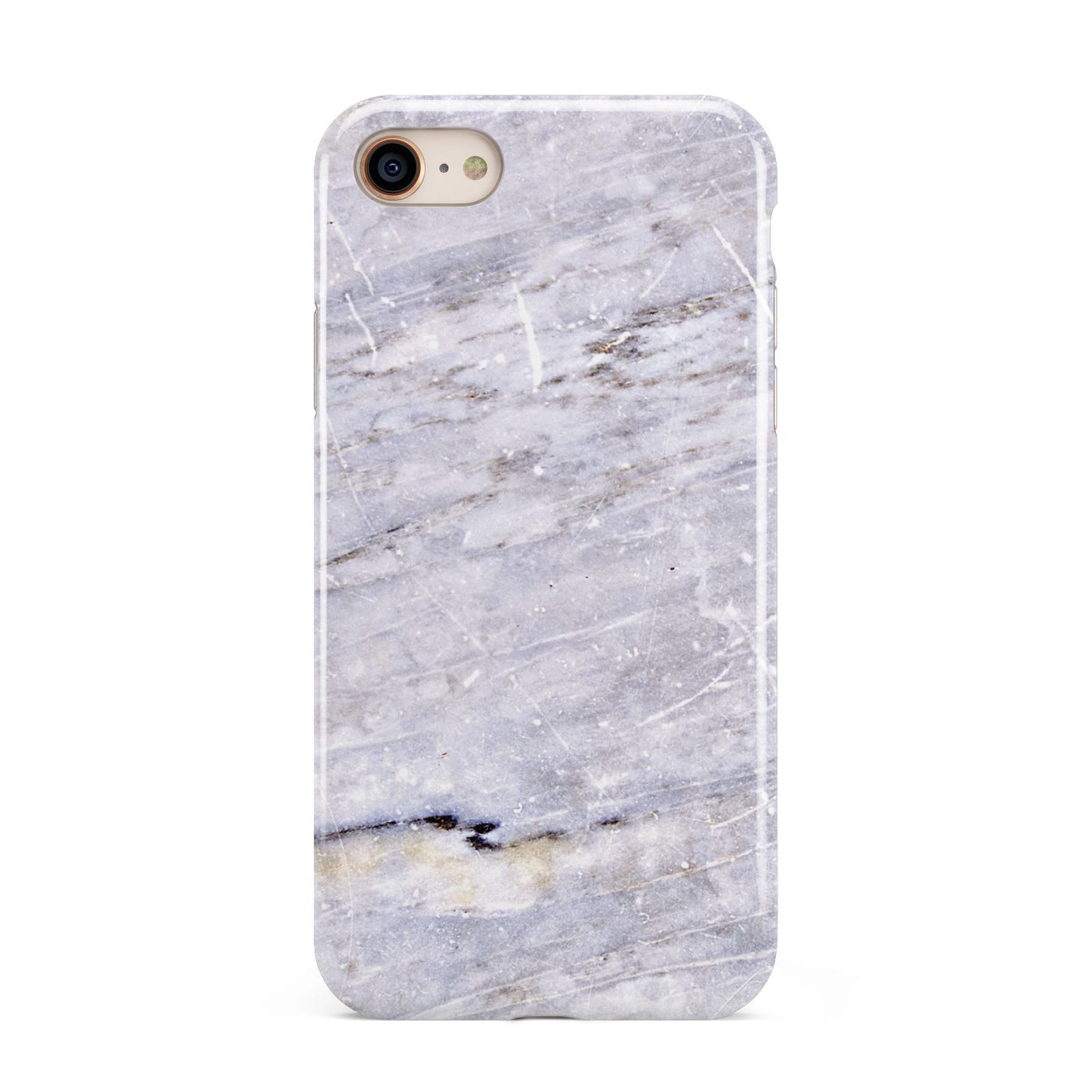 Faux Marble Mid Grey iPhone 8 3D Tough Case on Gold Phone