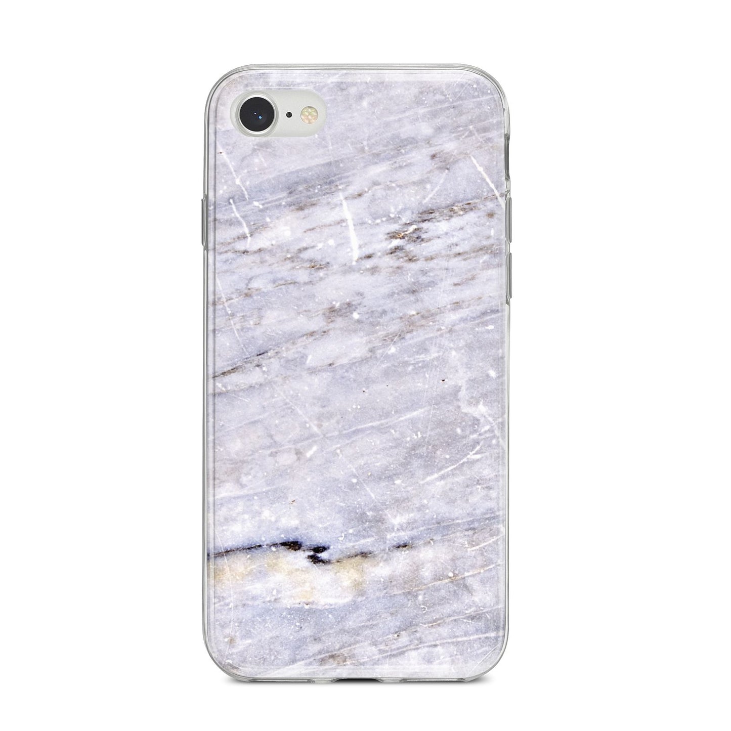 Faux Marble Mid Grey iPhone 8 Bumper Case on Silver iPhone