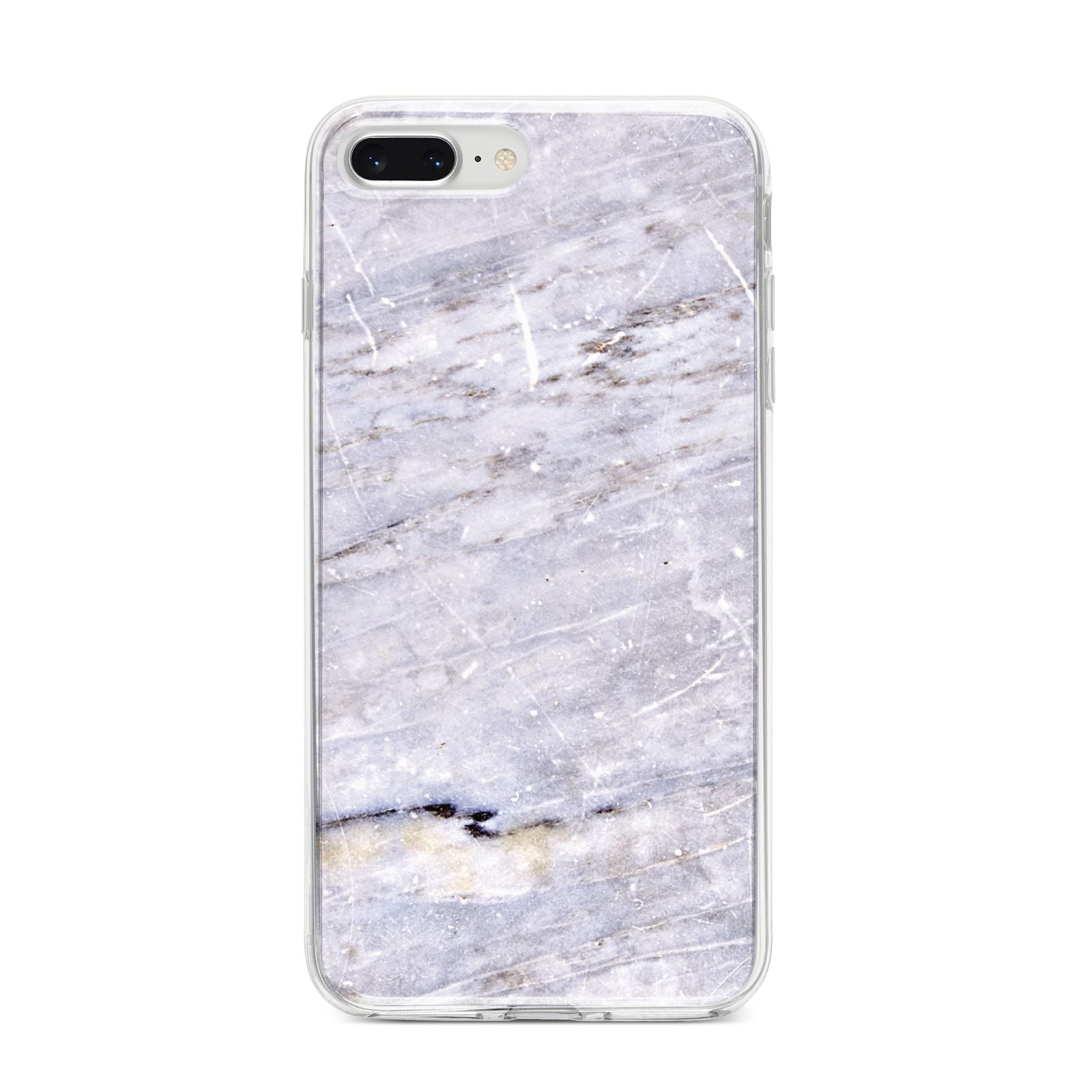 Faux Marble Mid Grey iPhone 8 Plus Bumper Case on Silver iPhone