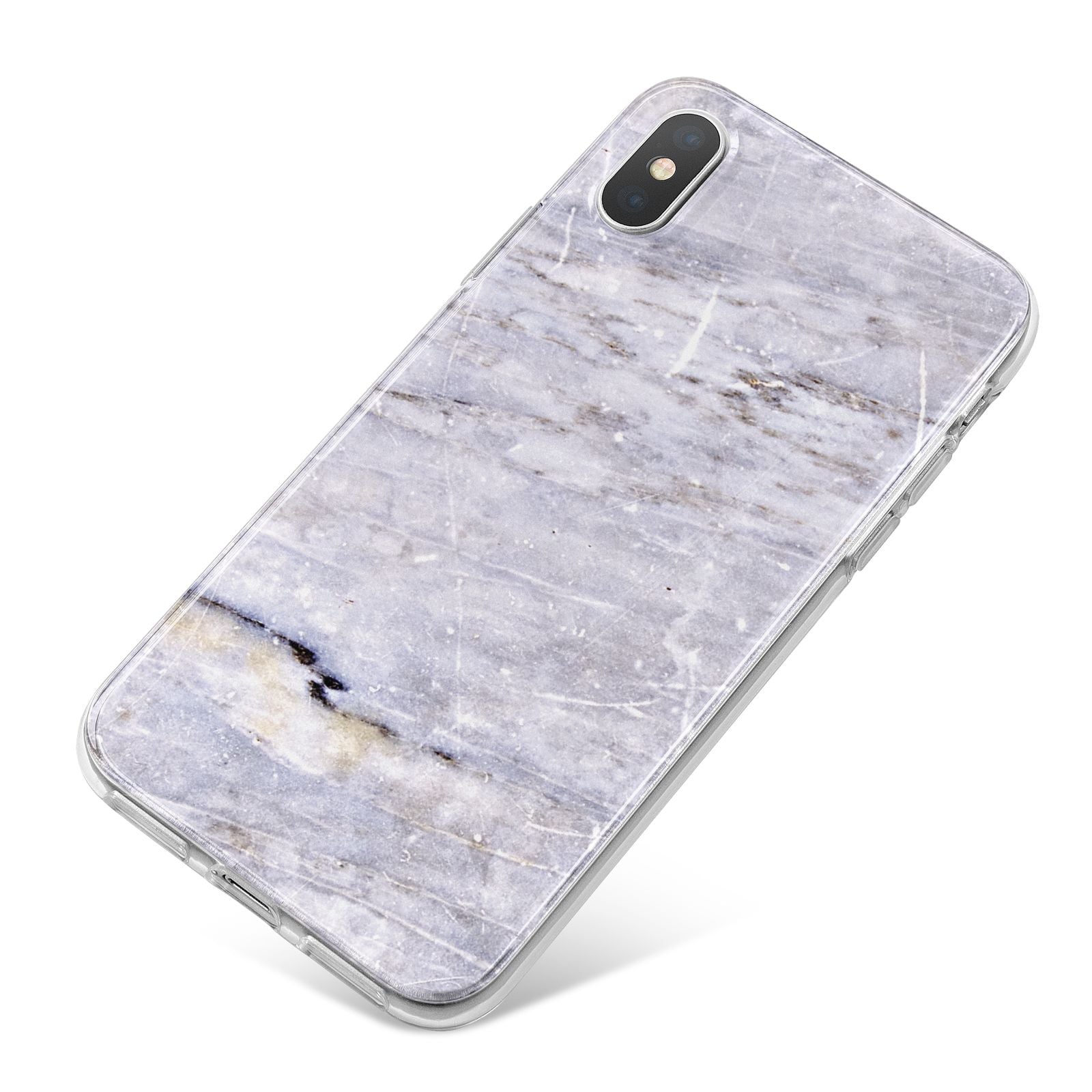 Faux Marble Mid Grey iPhone X Bumper Case on Silver iPhone