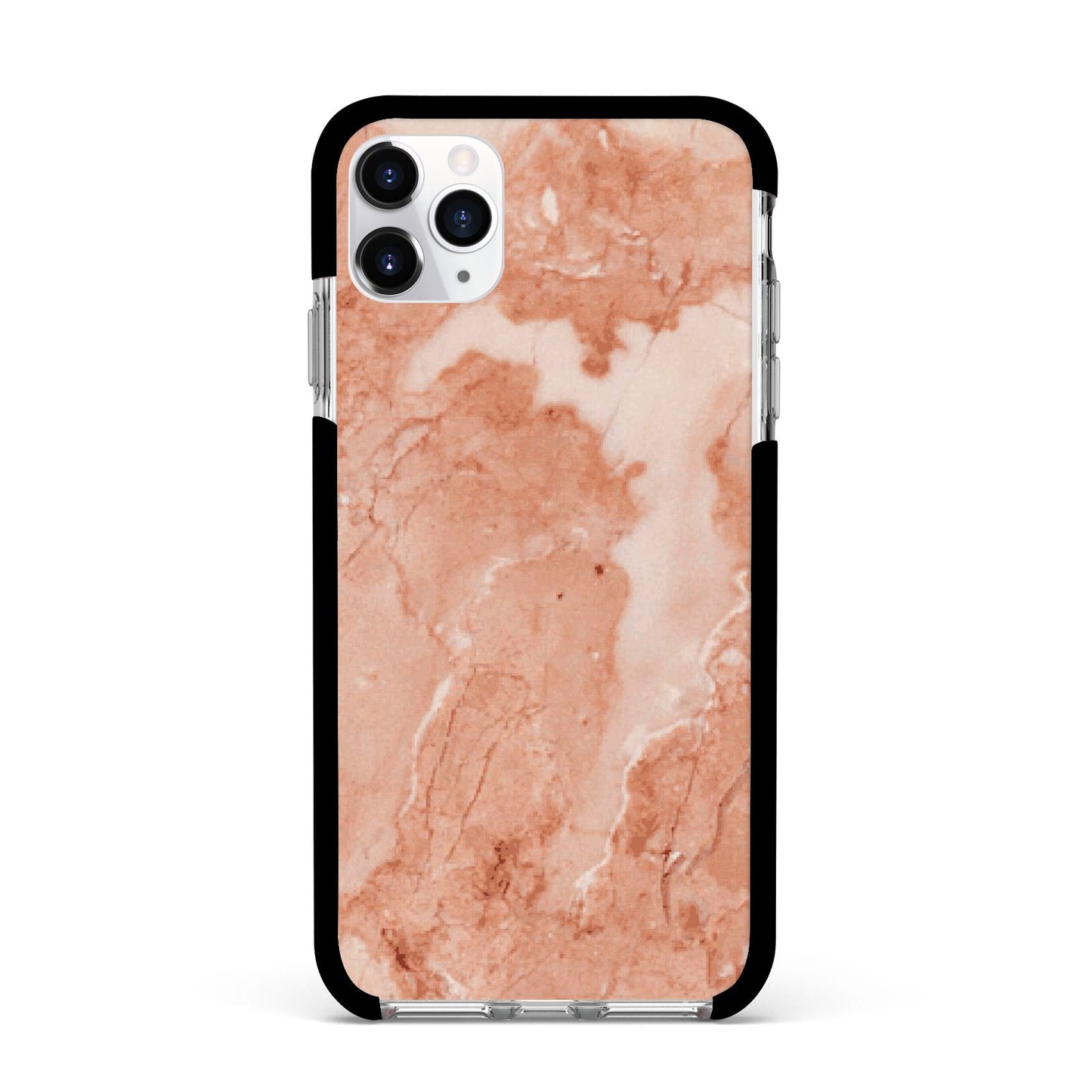 Faux Marble Red Apple iPhone 11 Pro Max in Silver with Black Impact Case