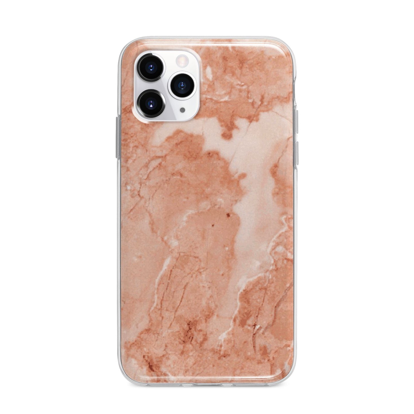 Faux Marble Red Apple iPhone 11 Pro Max in Silver with Bumper Case