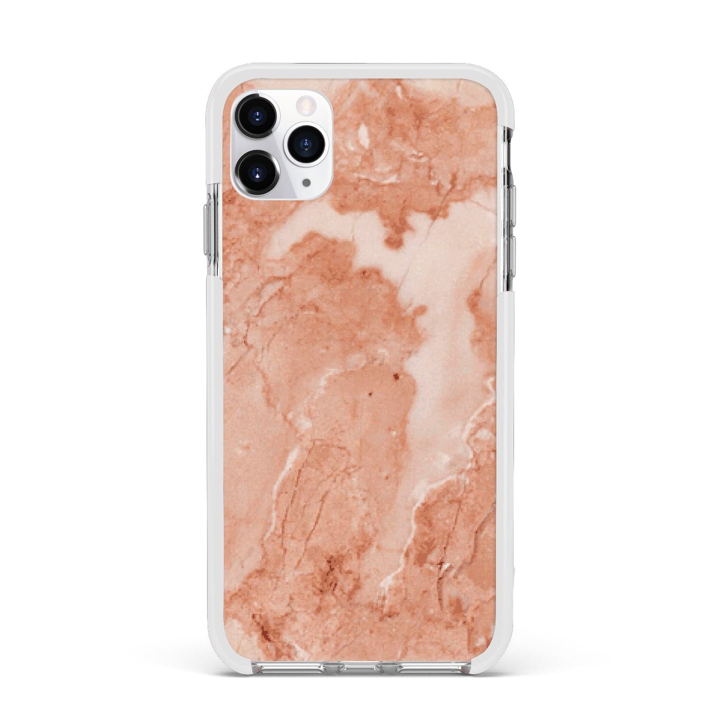 Faux Marble Red Apple iPhone 11 Pro Max in Silver with White Impact Case