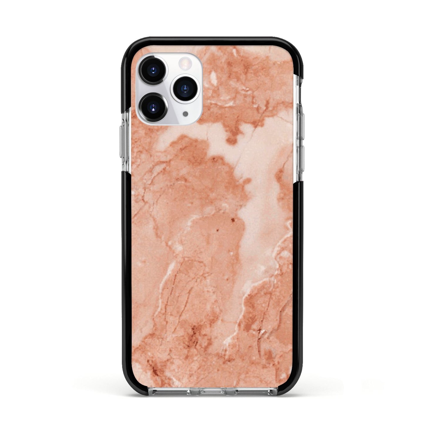 Faux Marble Red Apple iPhone 11 Pro in Silver with Black Impact Case