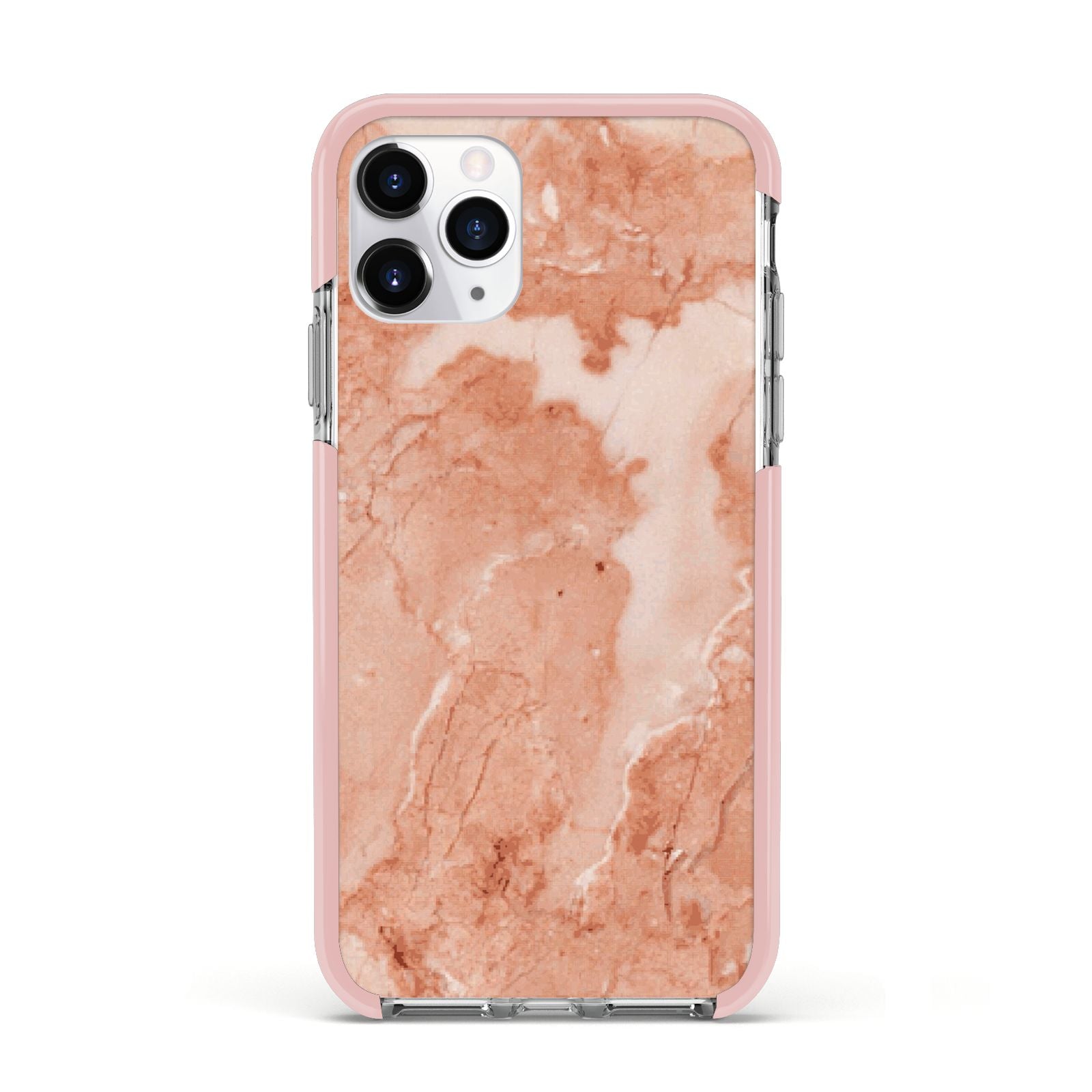 Faux Marble Red Apple iPhone 11 Pro in Silver with Pink Impact Case