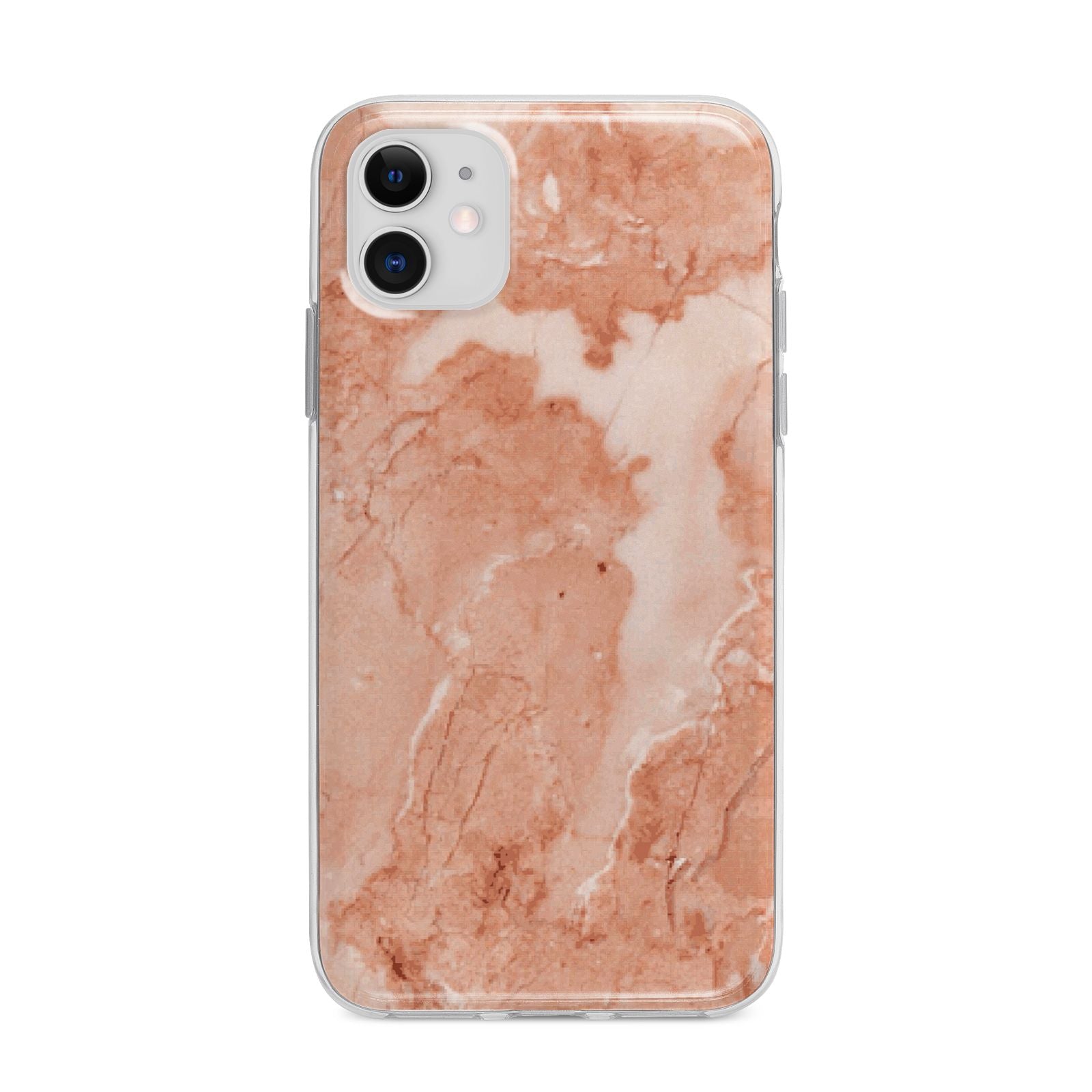 Faux Marble Red Apple iPhone 11 in White with Bumper Case