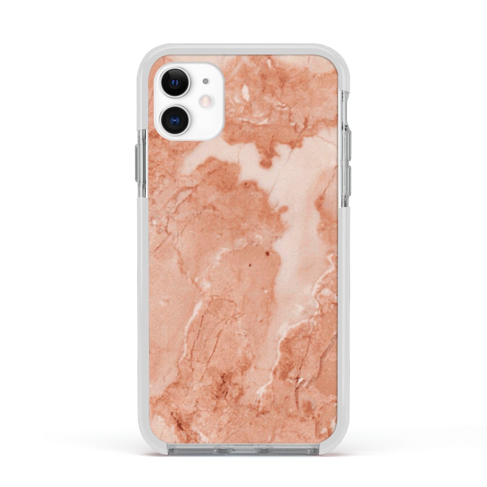 Faux Marble Red Apple iPhone 11 in White with White Impact Case