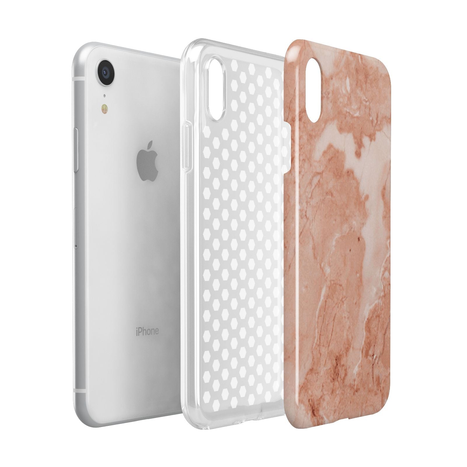 Faux Marble Red Apple iPhone XR White 3D Tough Case Expanded view