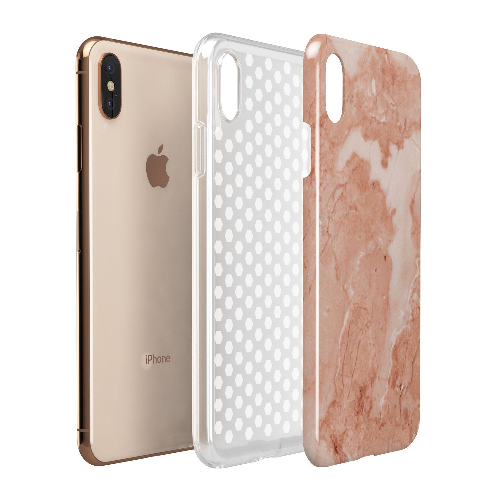 Faux Marble Red Apple iPhone Xs Max 3D Tough Case Expanded View